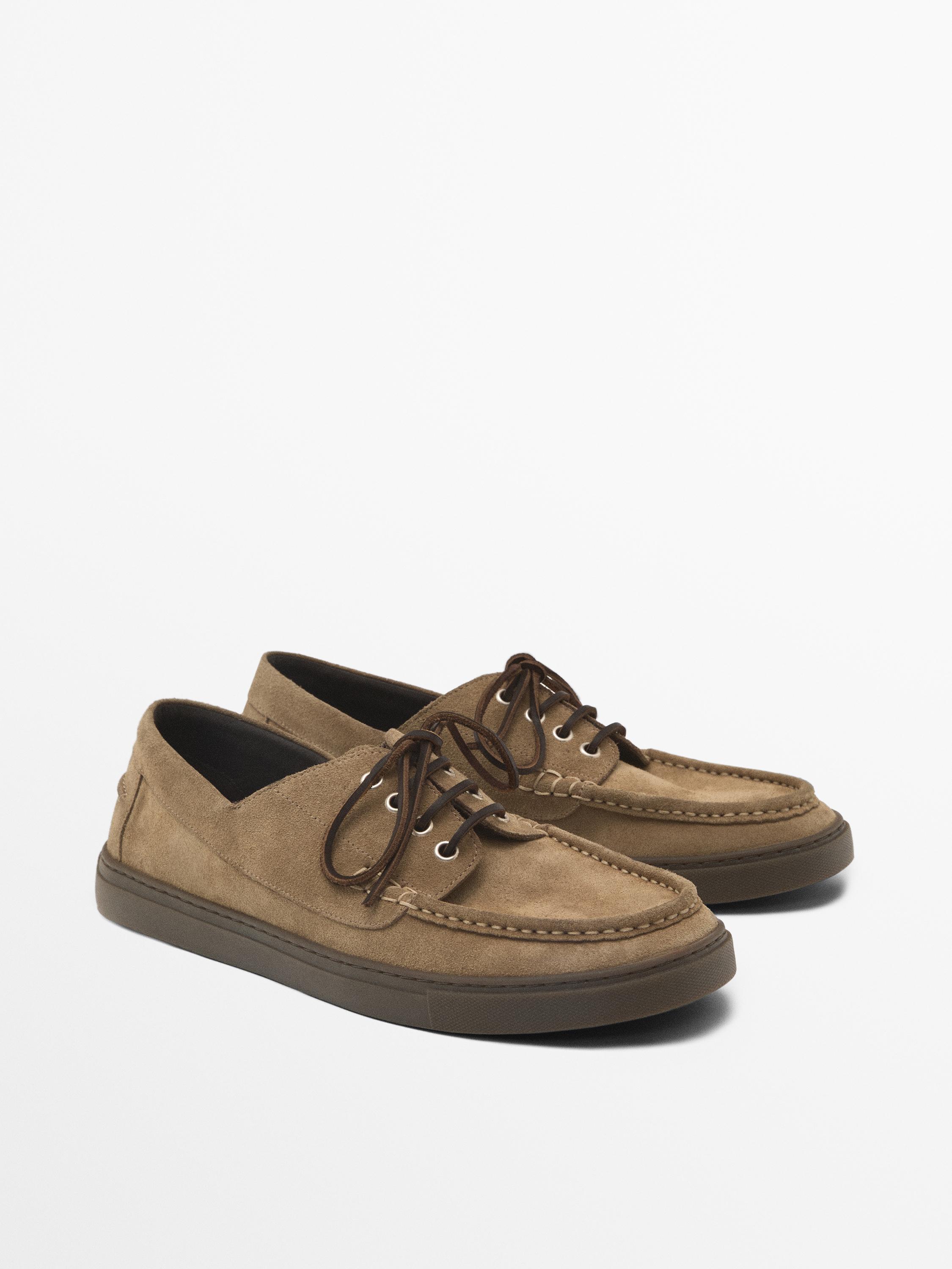 Split suede deck shoes