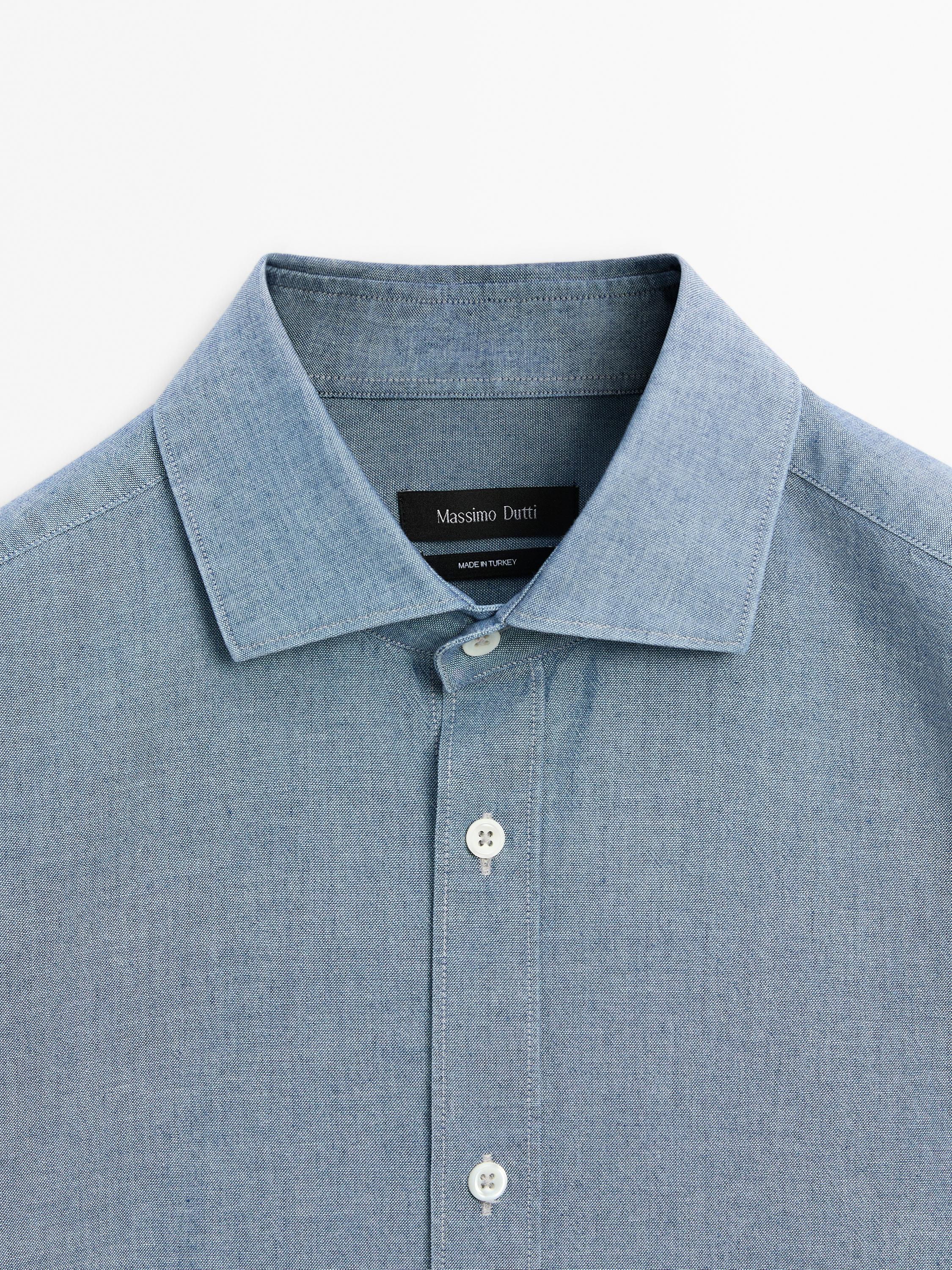 100% cotton denim Oxford shirt