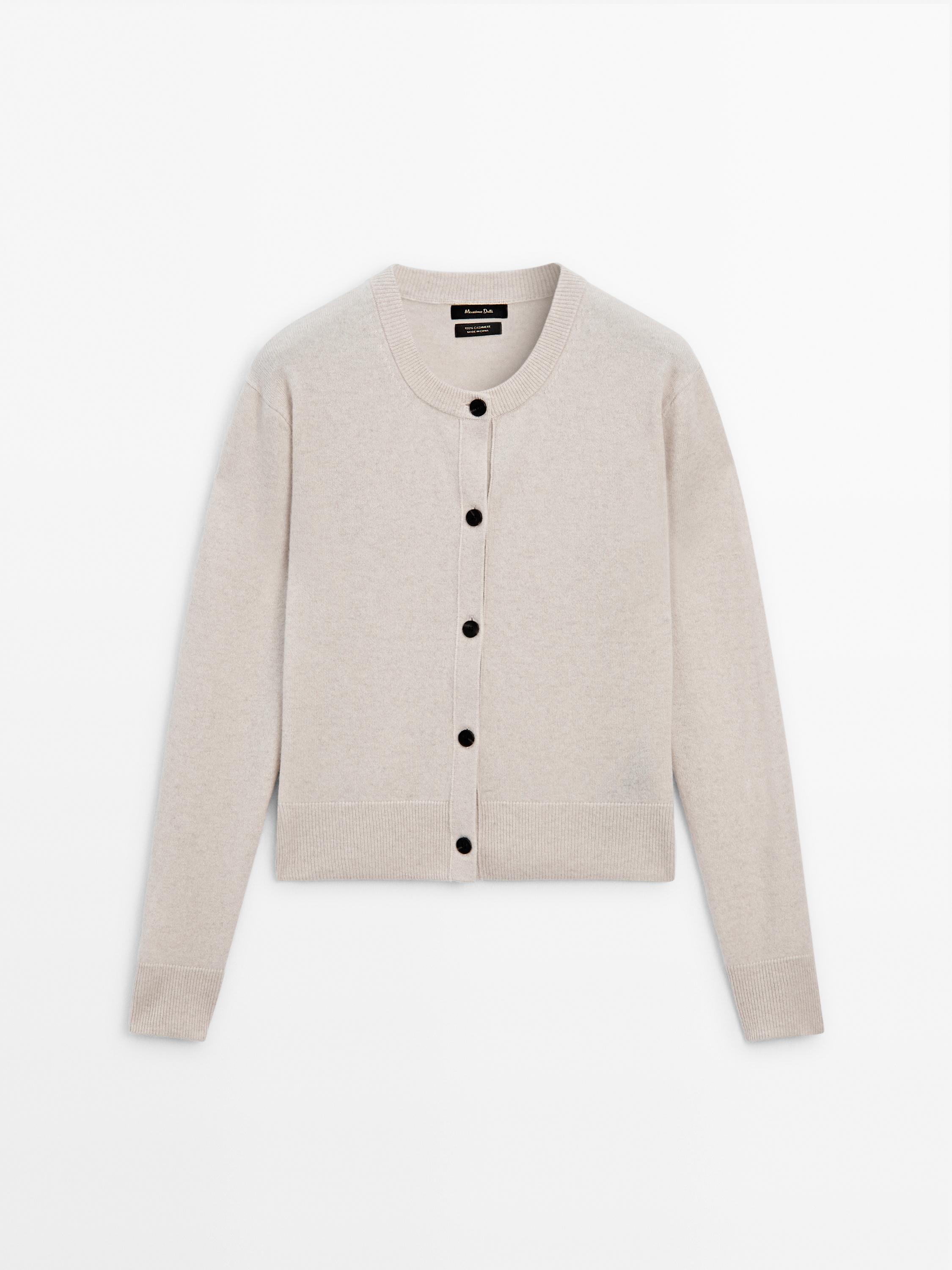 100% cashmere crew neck cardigan