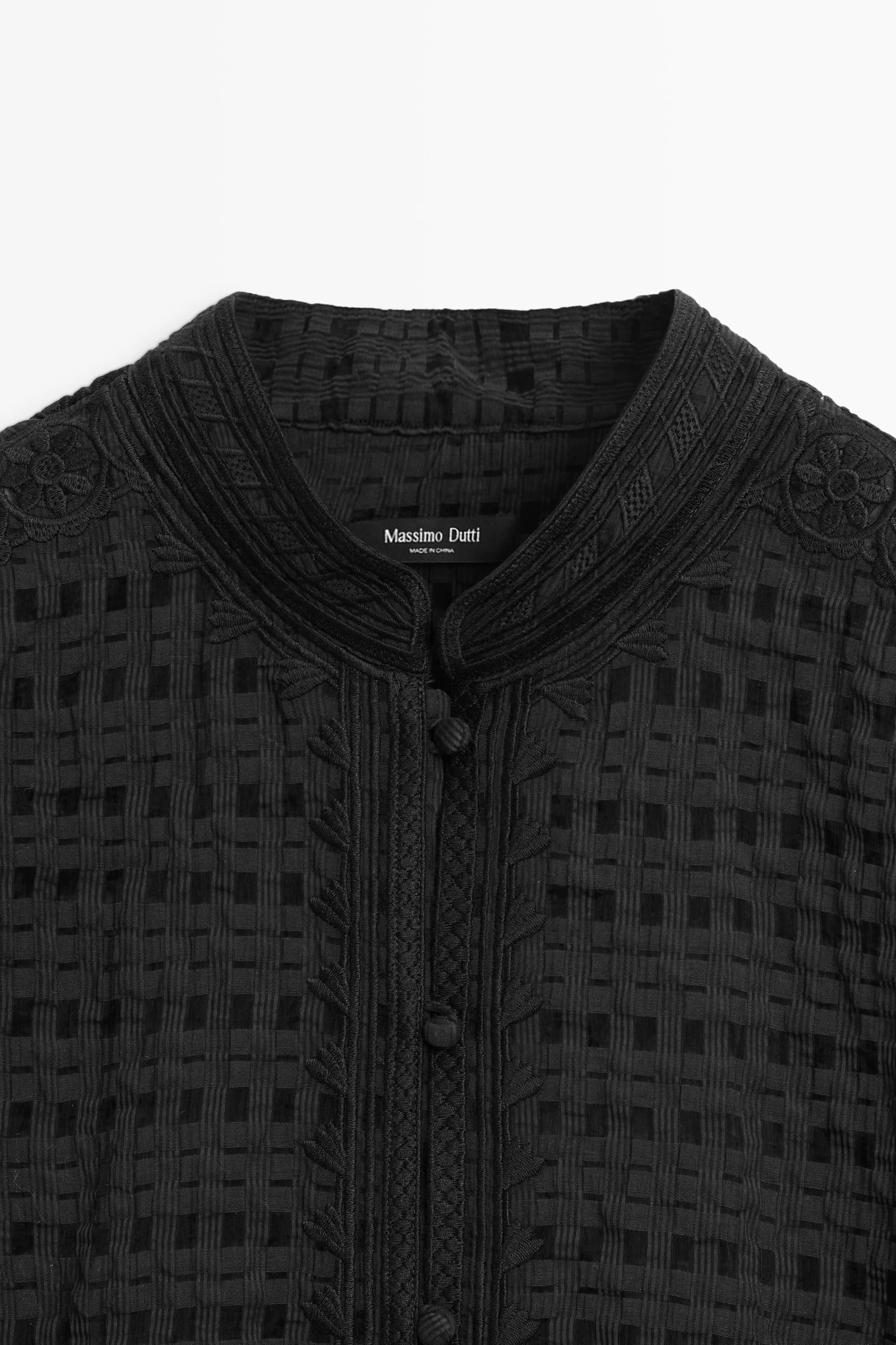Flowing embroidered shirt — BLACK