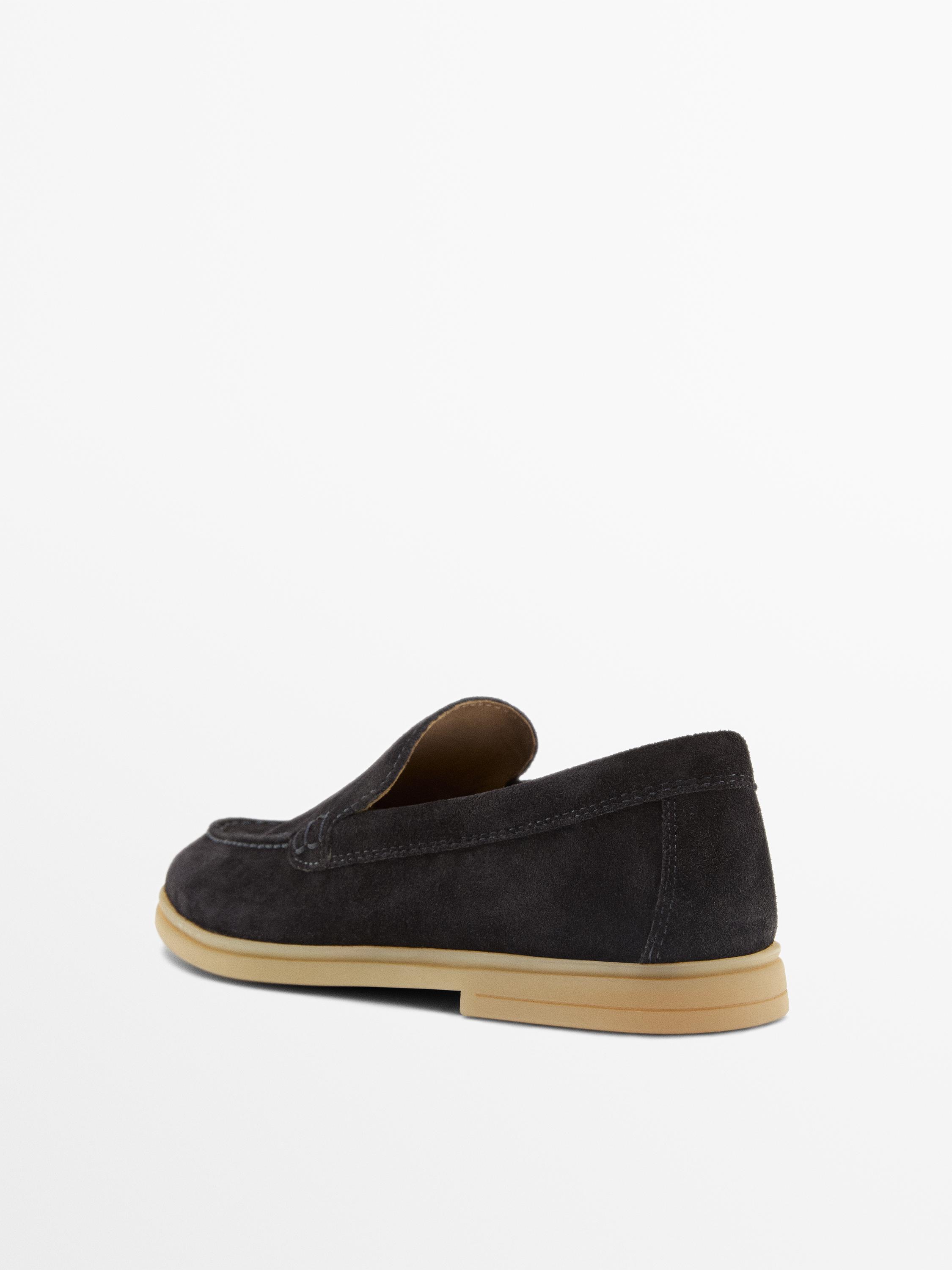 Split leather loafers — BLUE