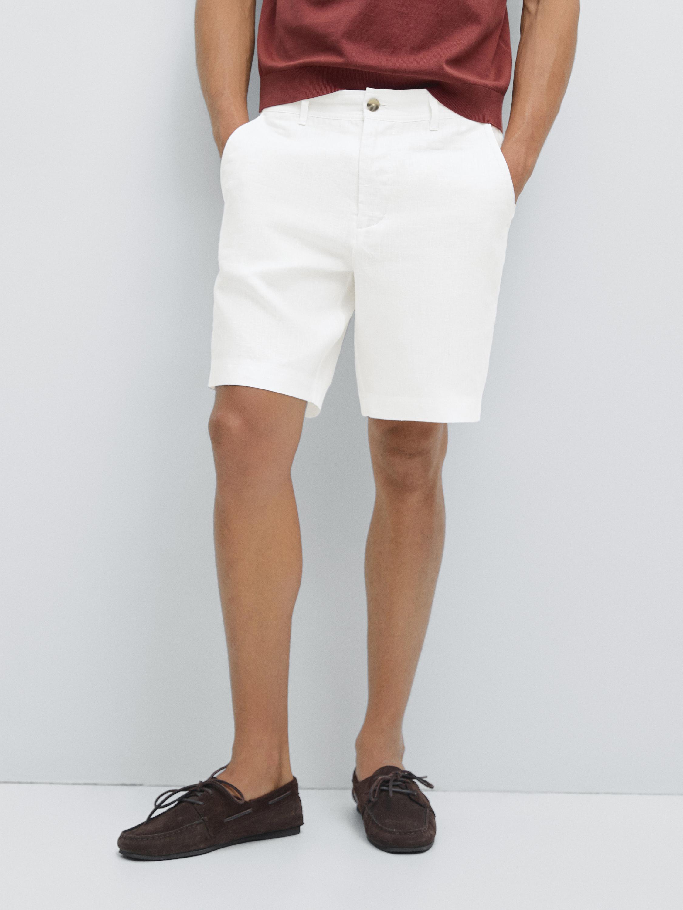 100% linen Bermuda shorts