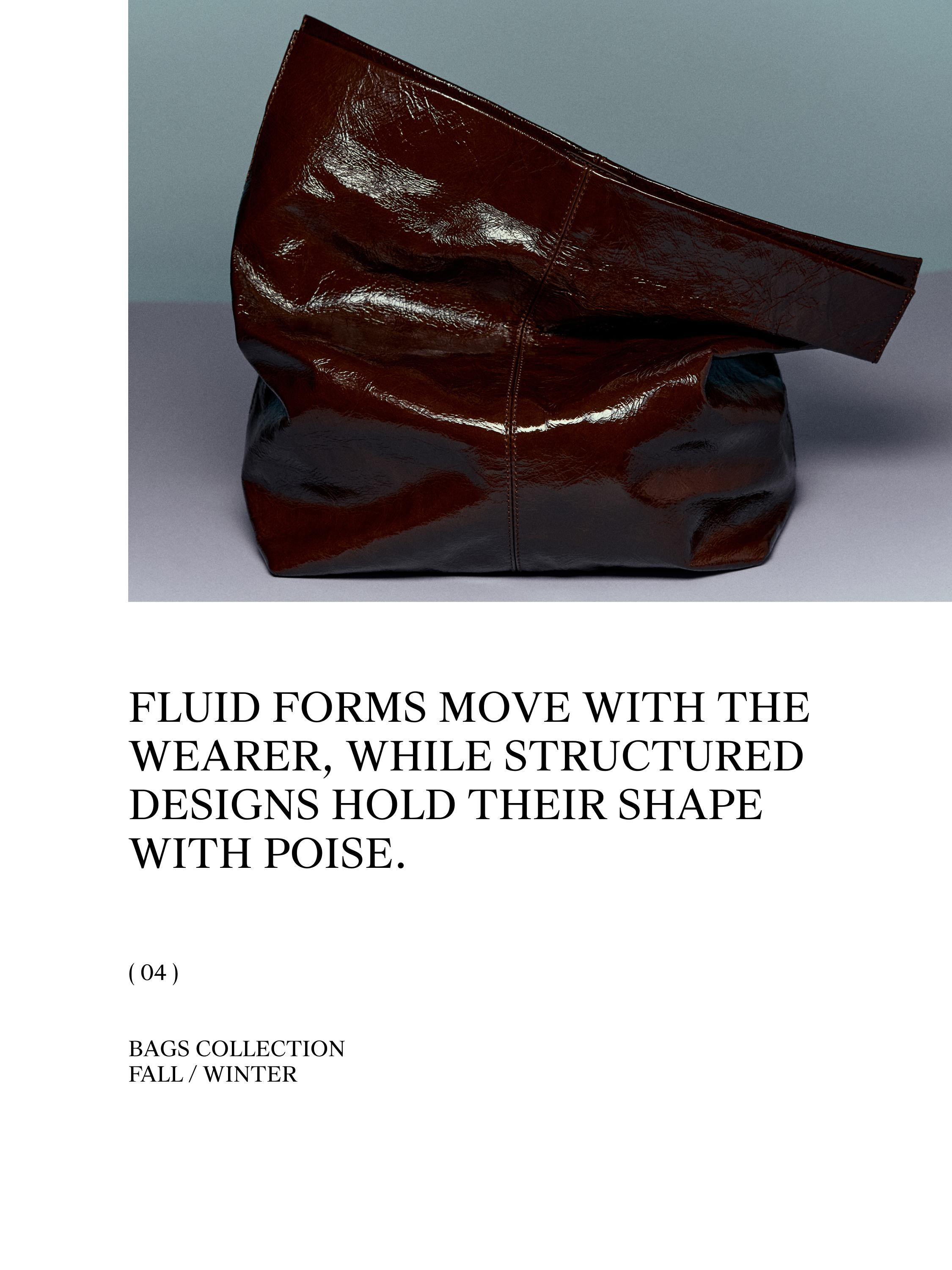 Crackled nappa leather flap bag — BROWN MARL