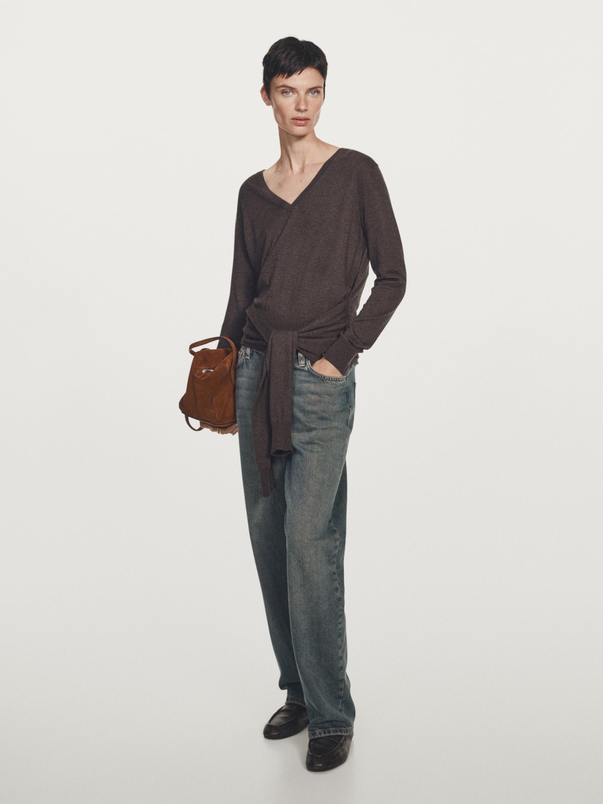 Maglia Con Maniche Multiposizione - Marrone - S - Massimo Dutti - Femminile