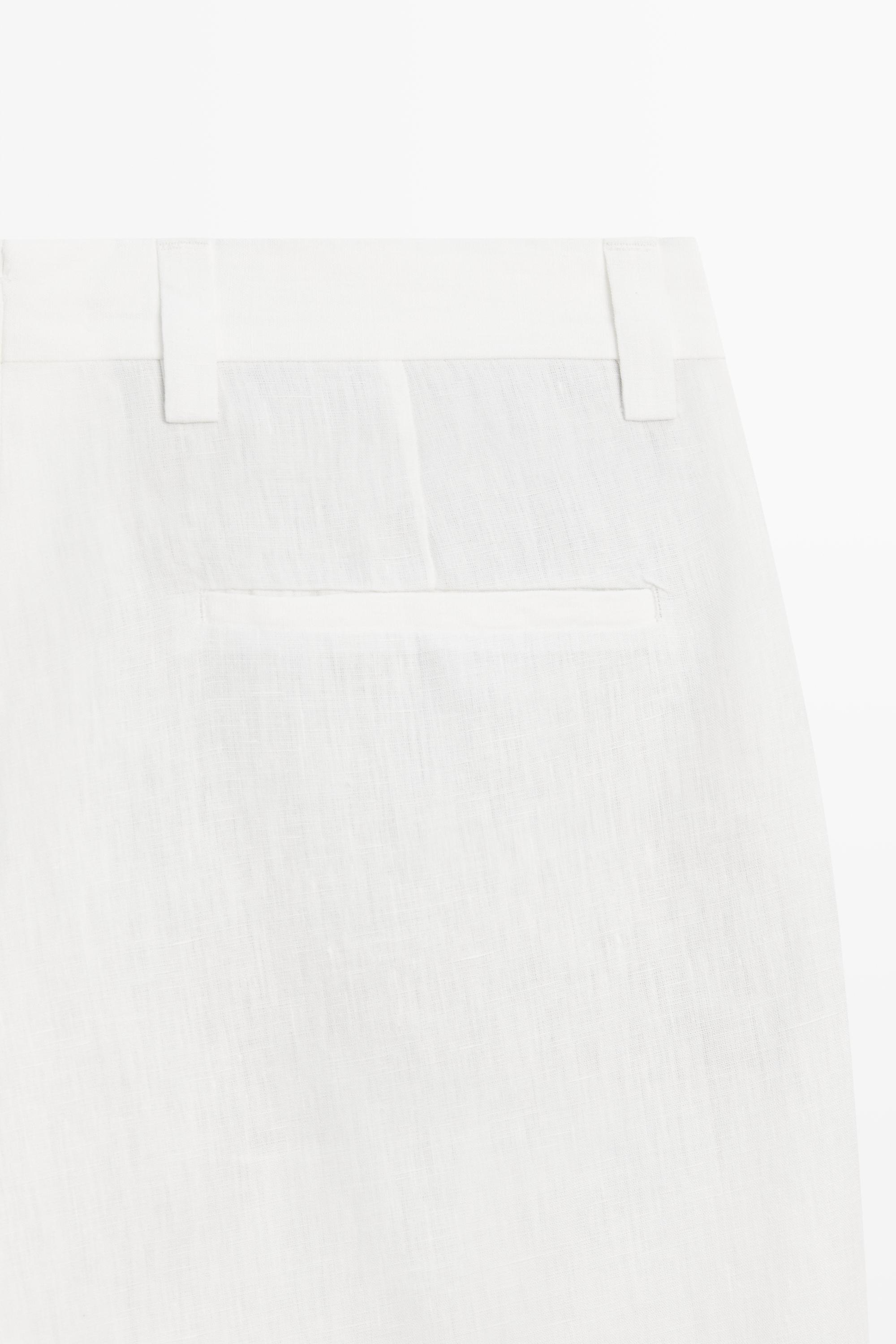 Darted 100% linen trousers — Off white