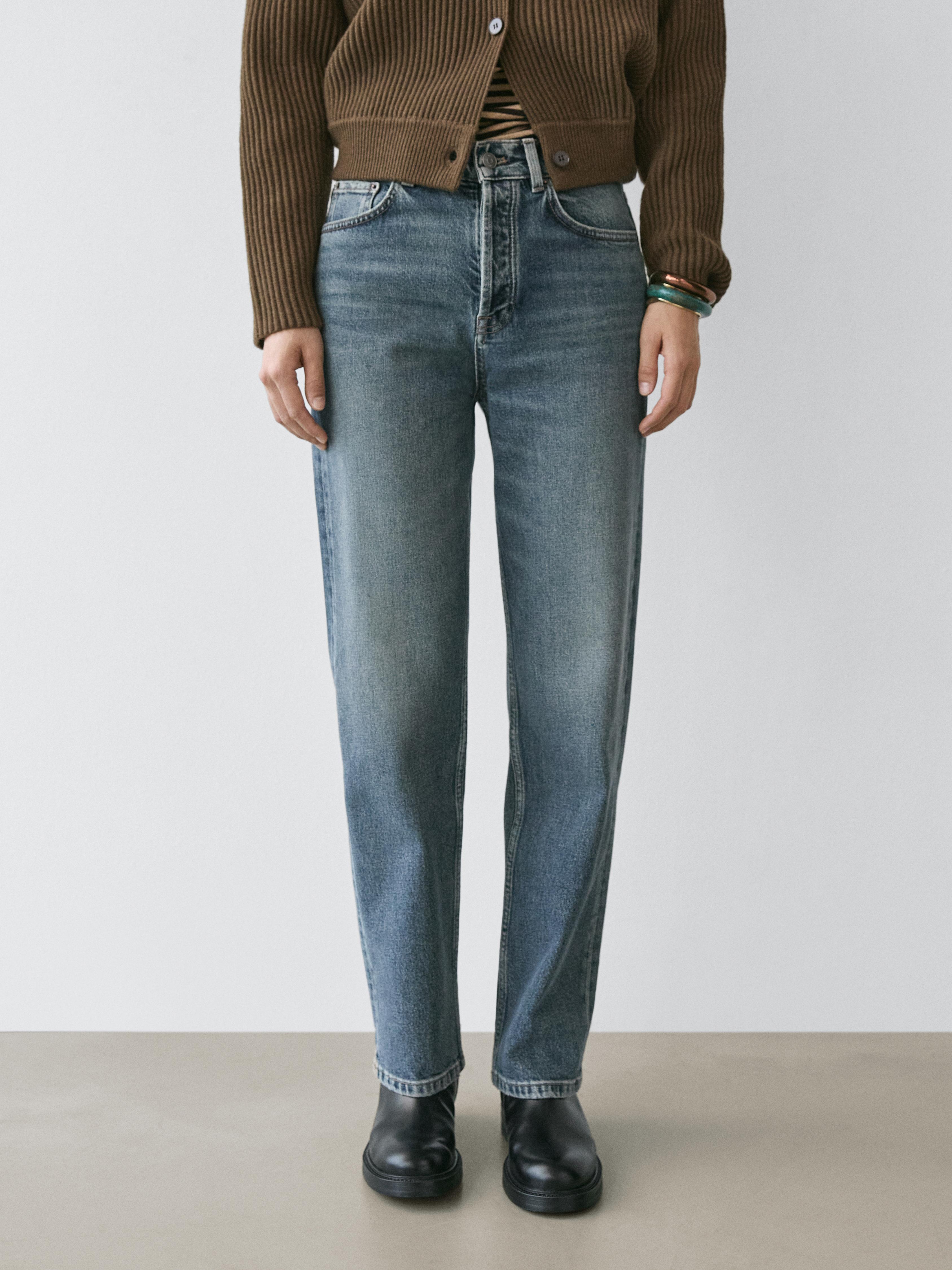 Jean straight 7/8 décontracté taille haute