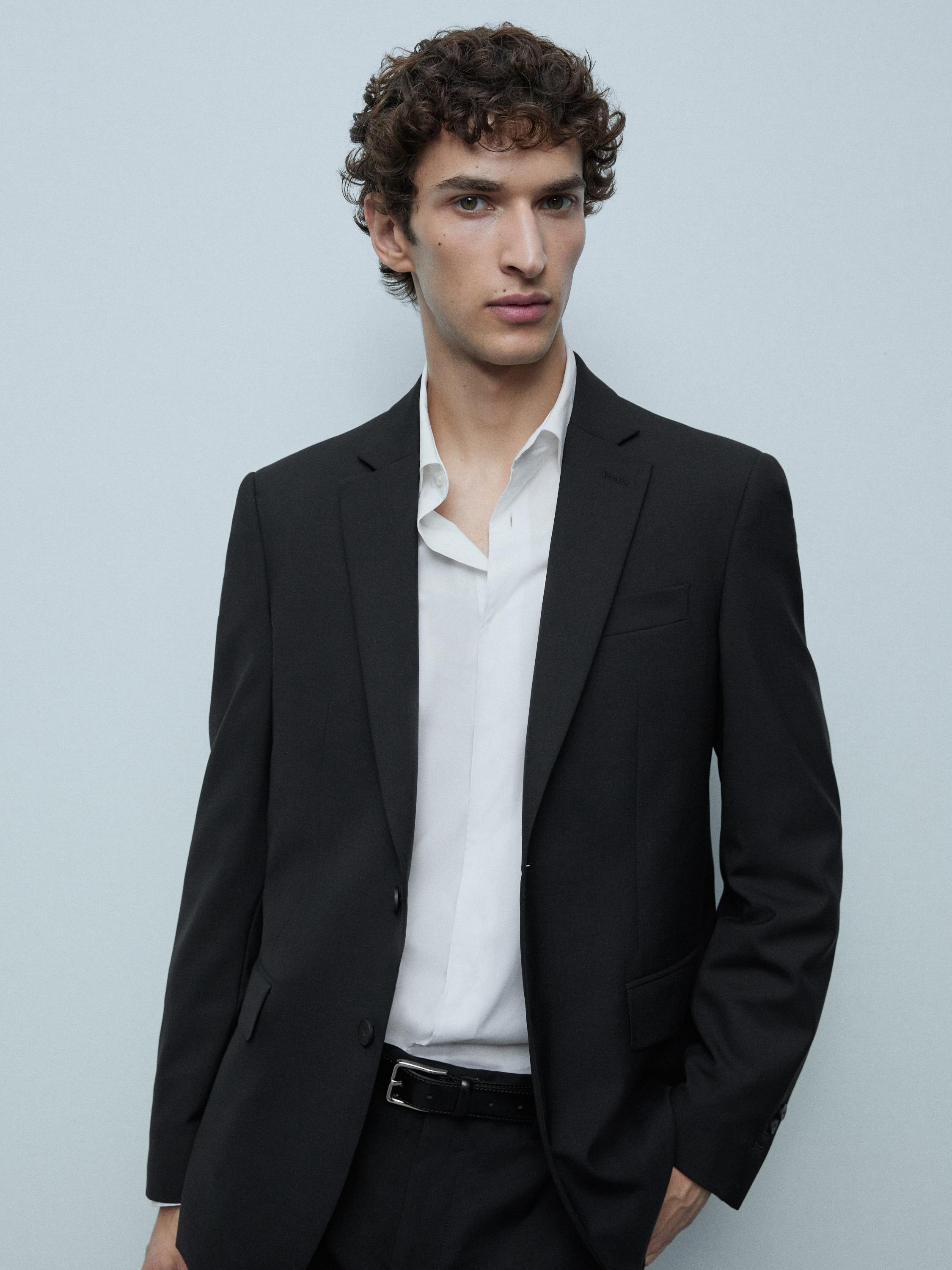 100% cool wool suit blazer — BLACK