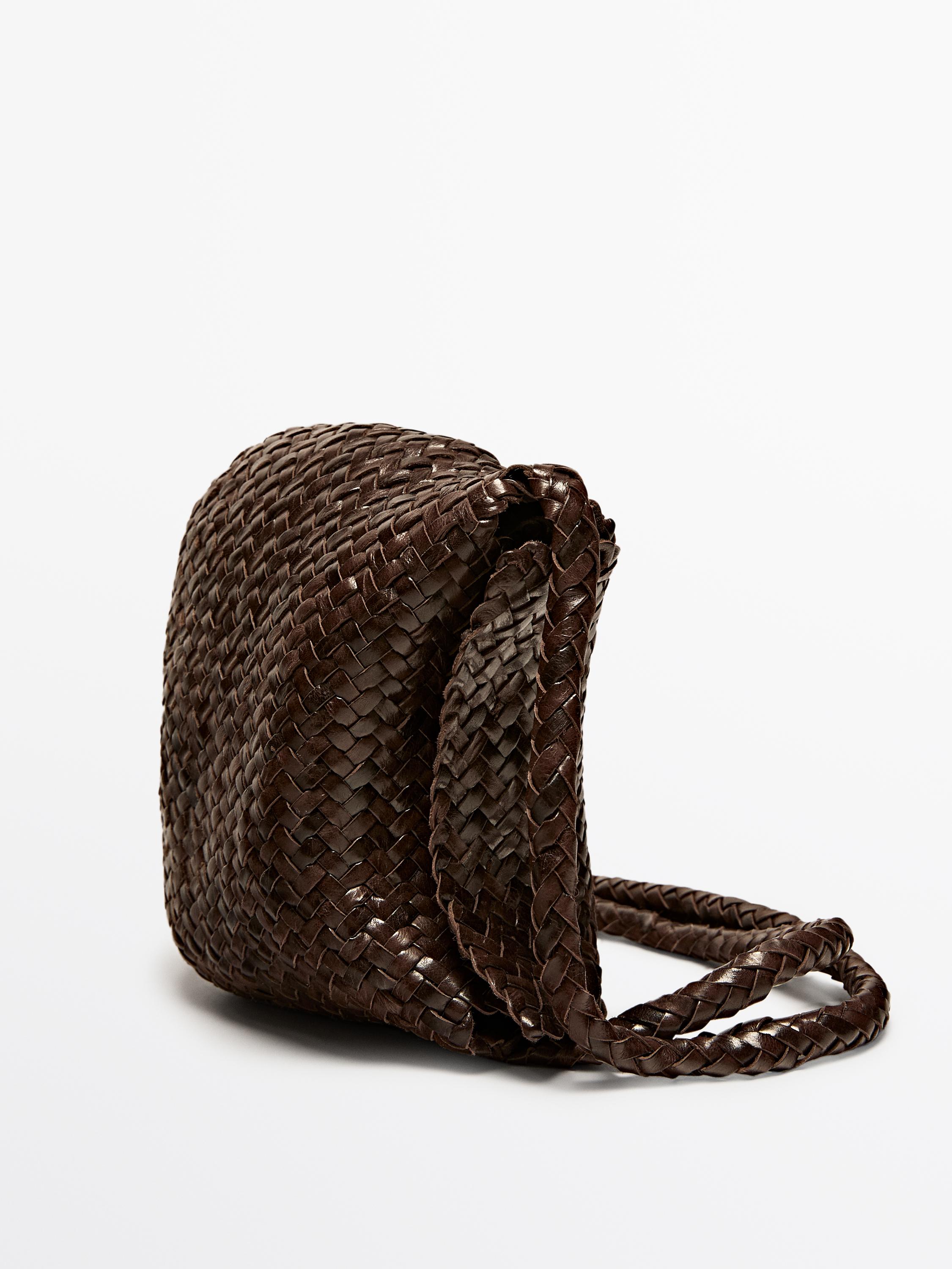 Braided nappa leather crossbody bag