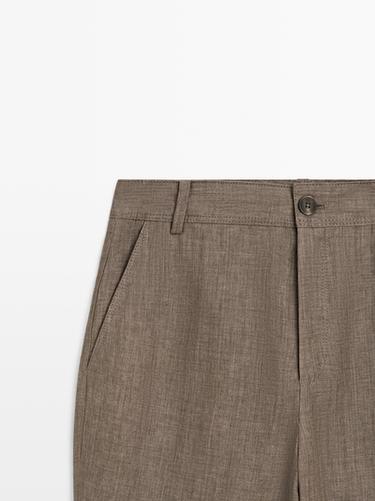 Kick flare cropped linen trousers — MOLE BROWN 4