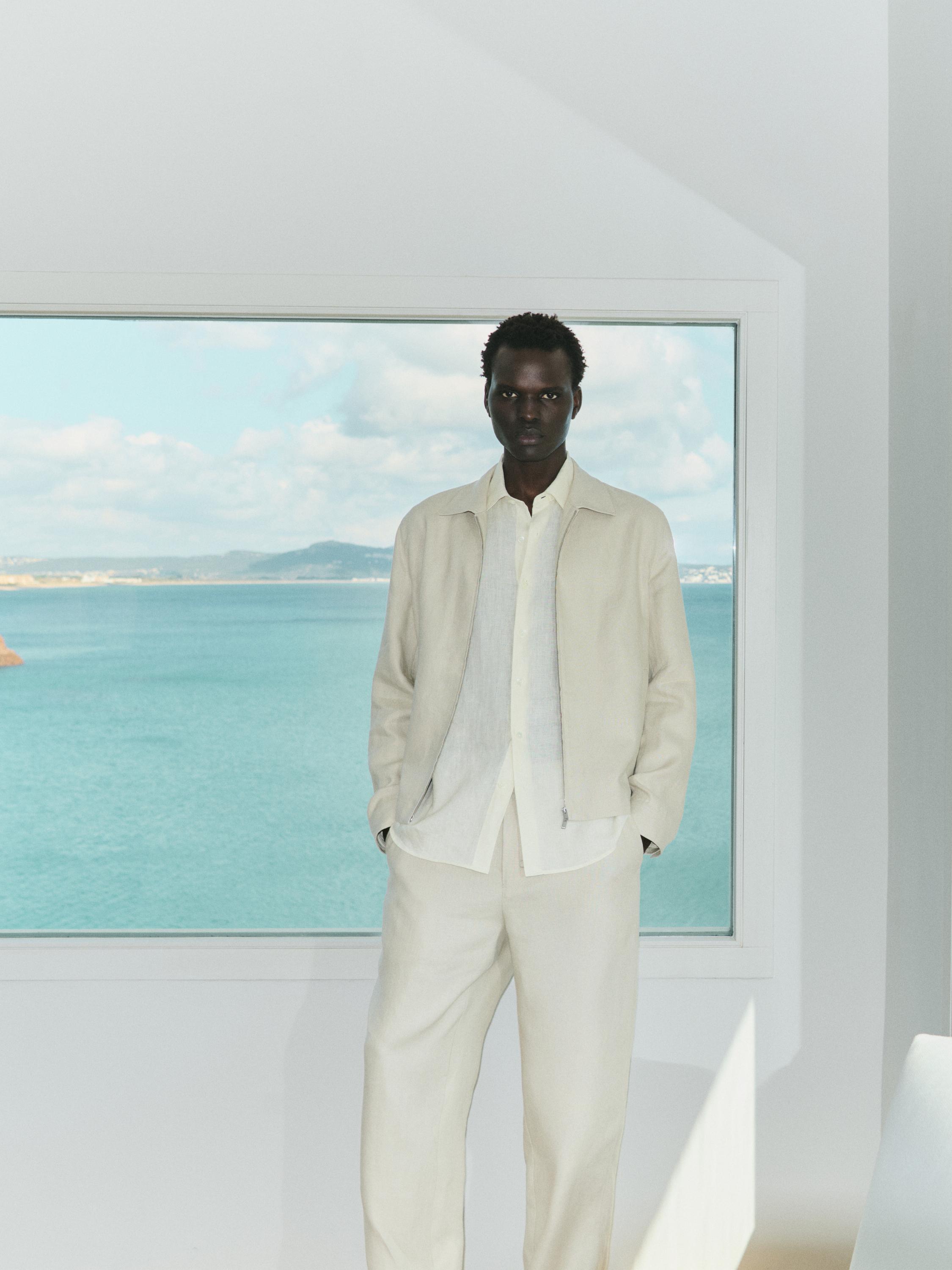 100% linen total look bomber jacket