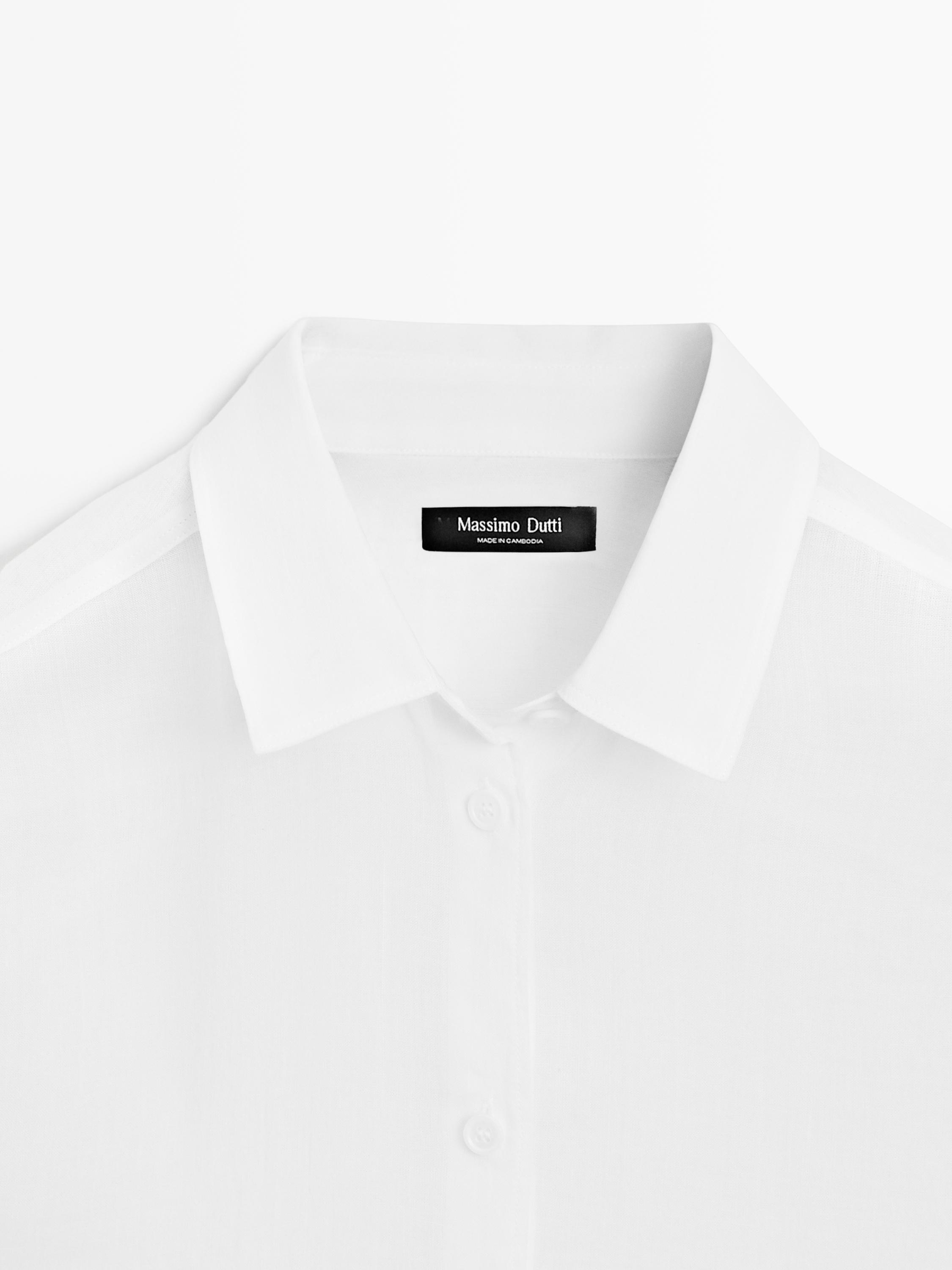 Flowing shirt with shirt collar — WHITE