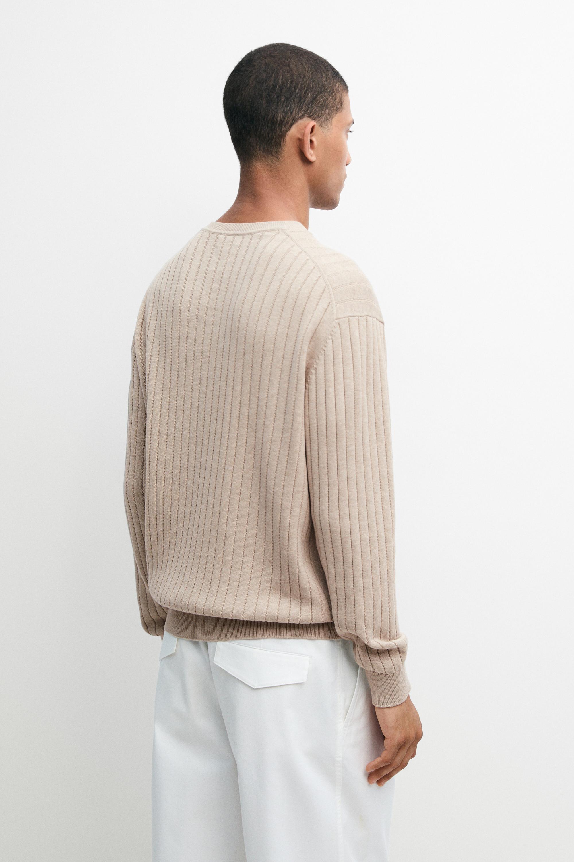 100% cotton ribbed knit sweater — GREENISH