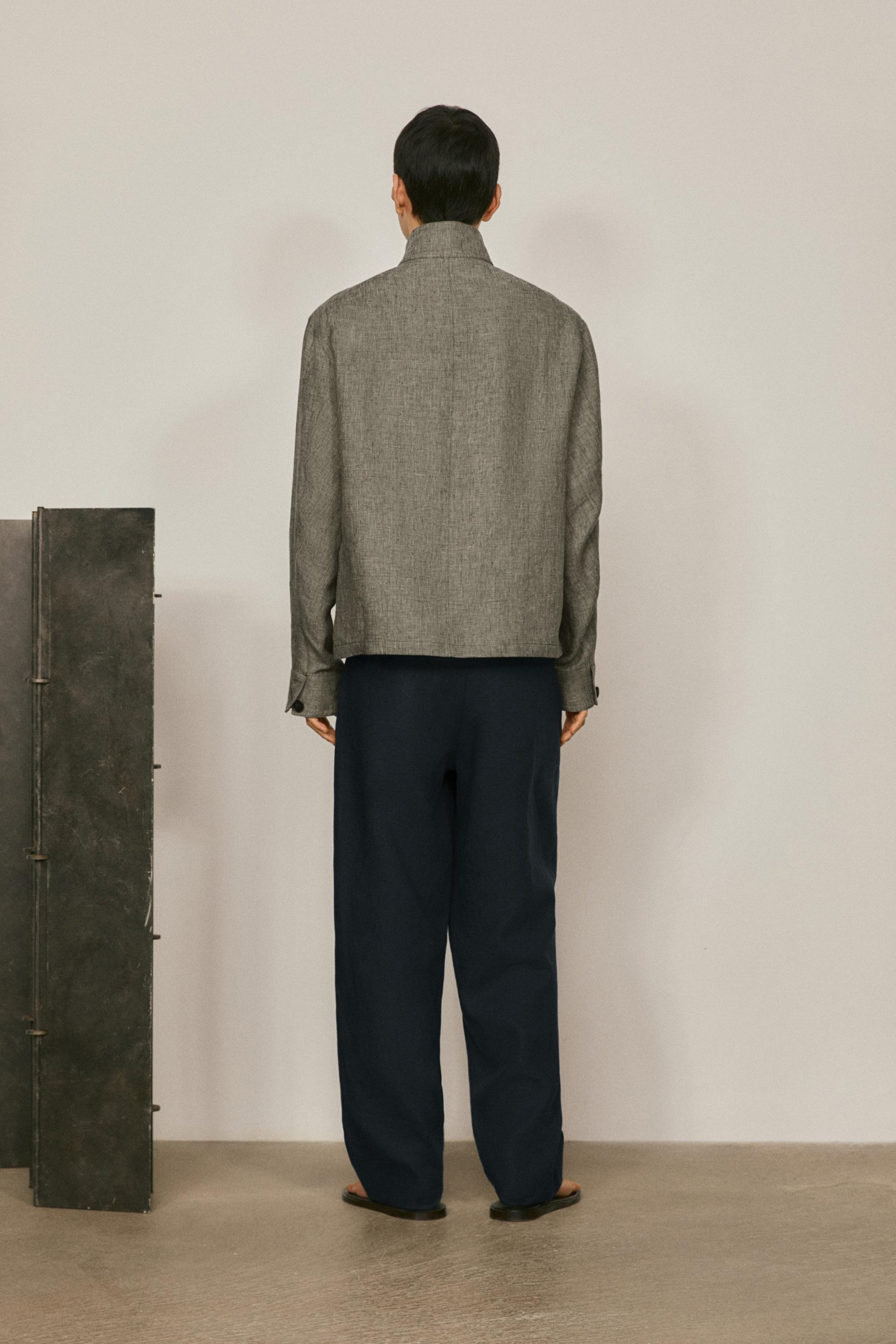 Linen bomber jacket with herringbone detail - LIMITED EDITION — Washed