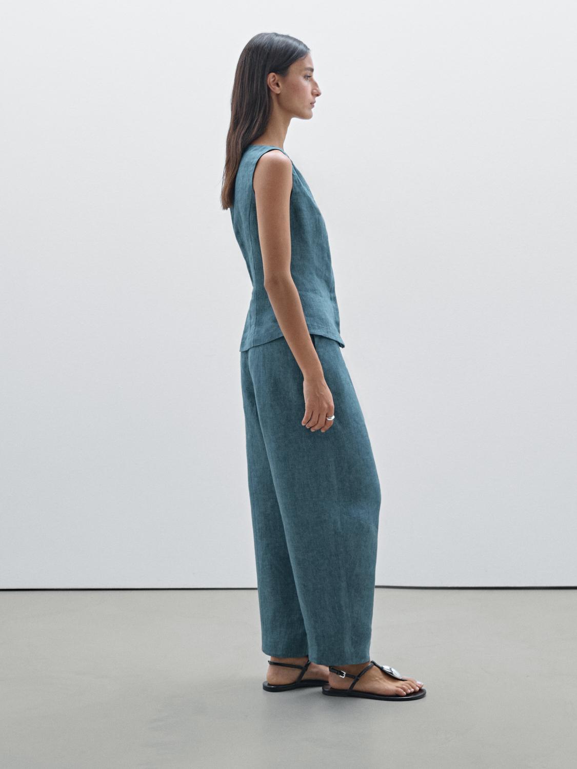 100% linen barrel fit trousers