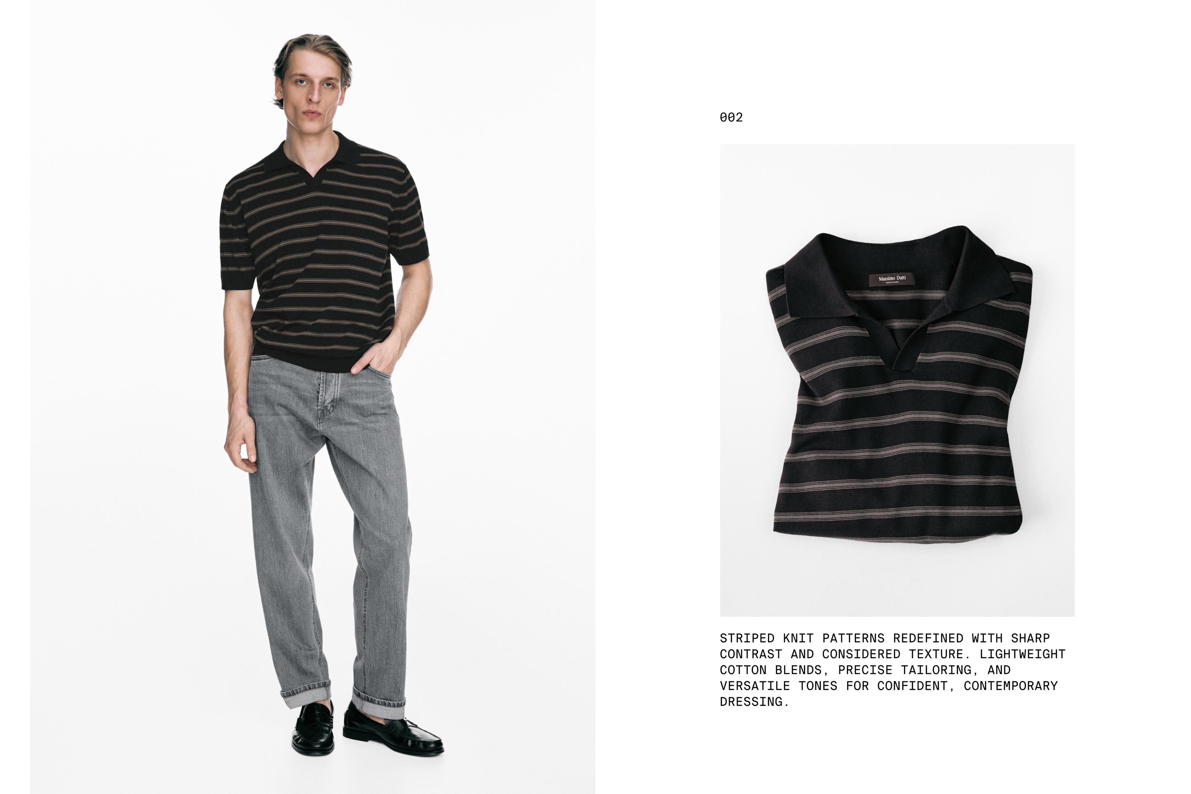 Knit polo shirt with contrast stripes — NAVY BLUE