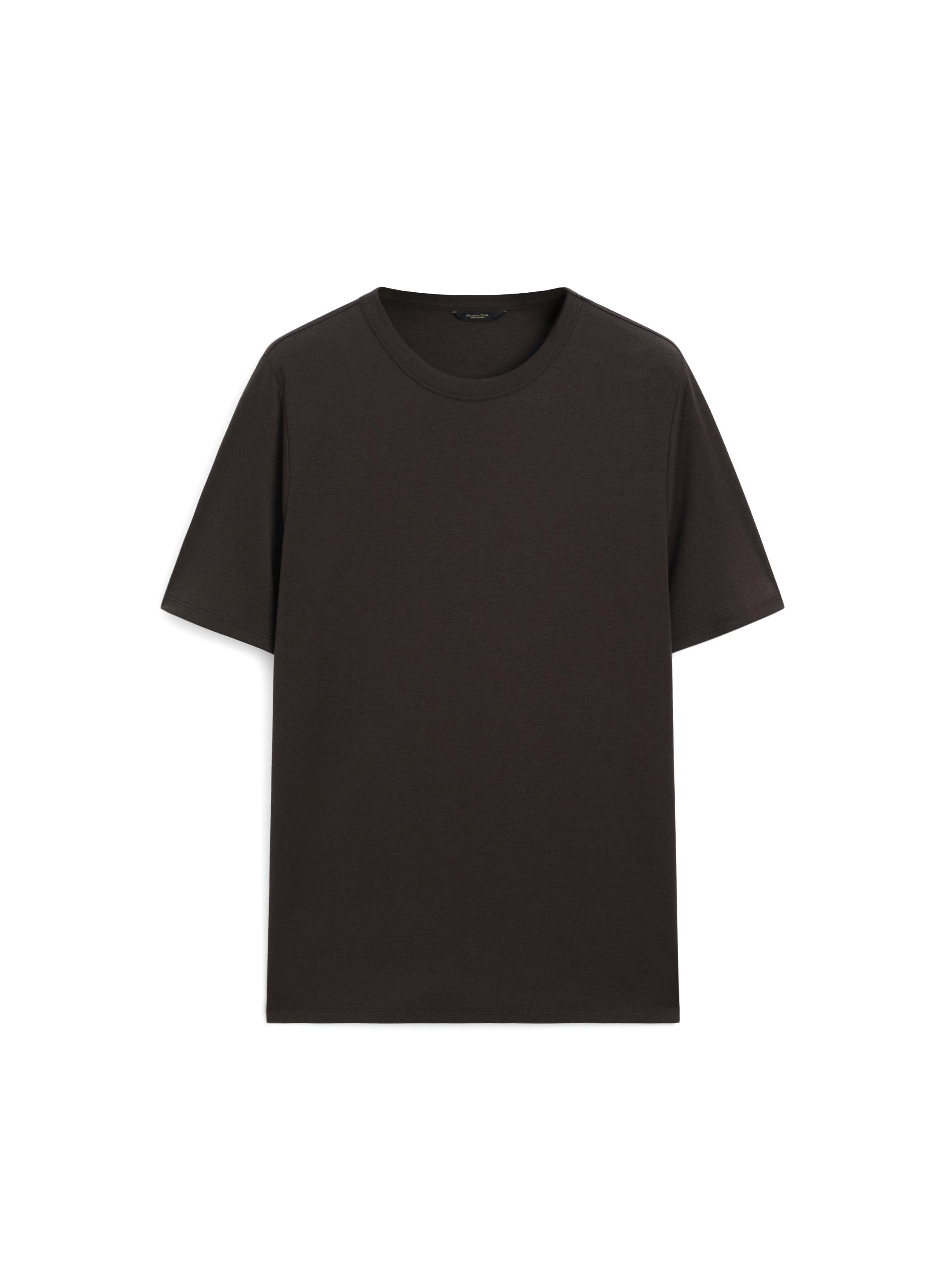 Short sleeve cotton and silk T-shirt — CHARCOAL GREY