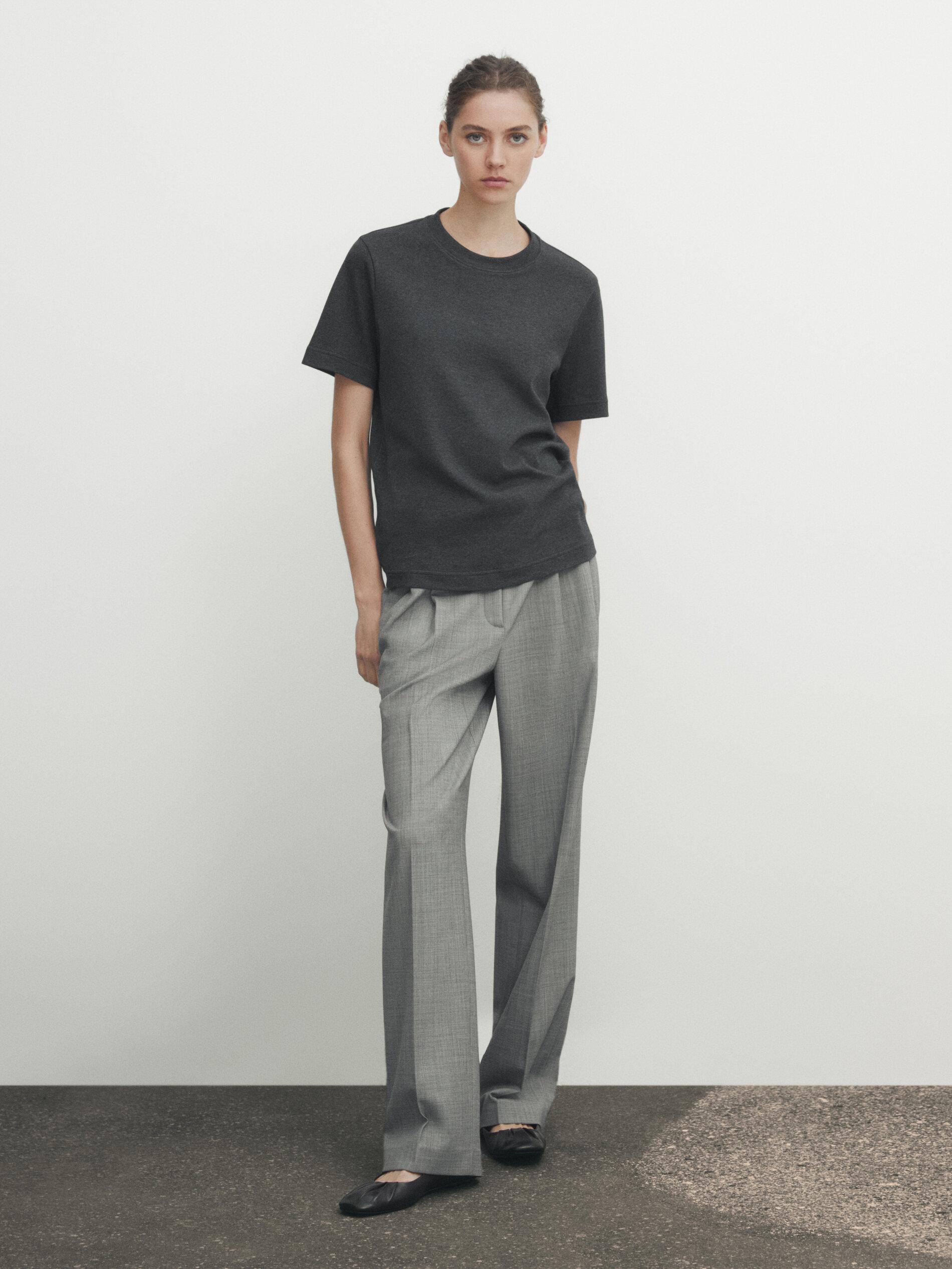 100% cotton interlock crew neck T-shirt — ANTHRACITE GREY