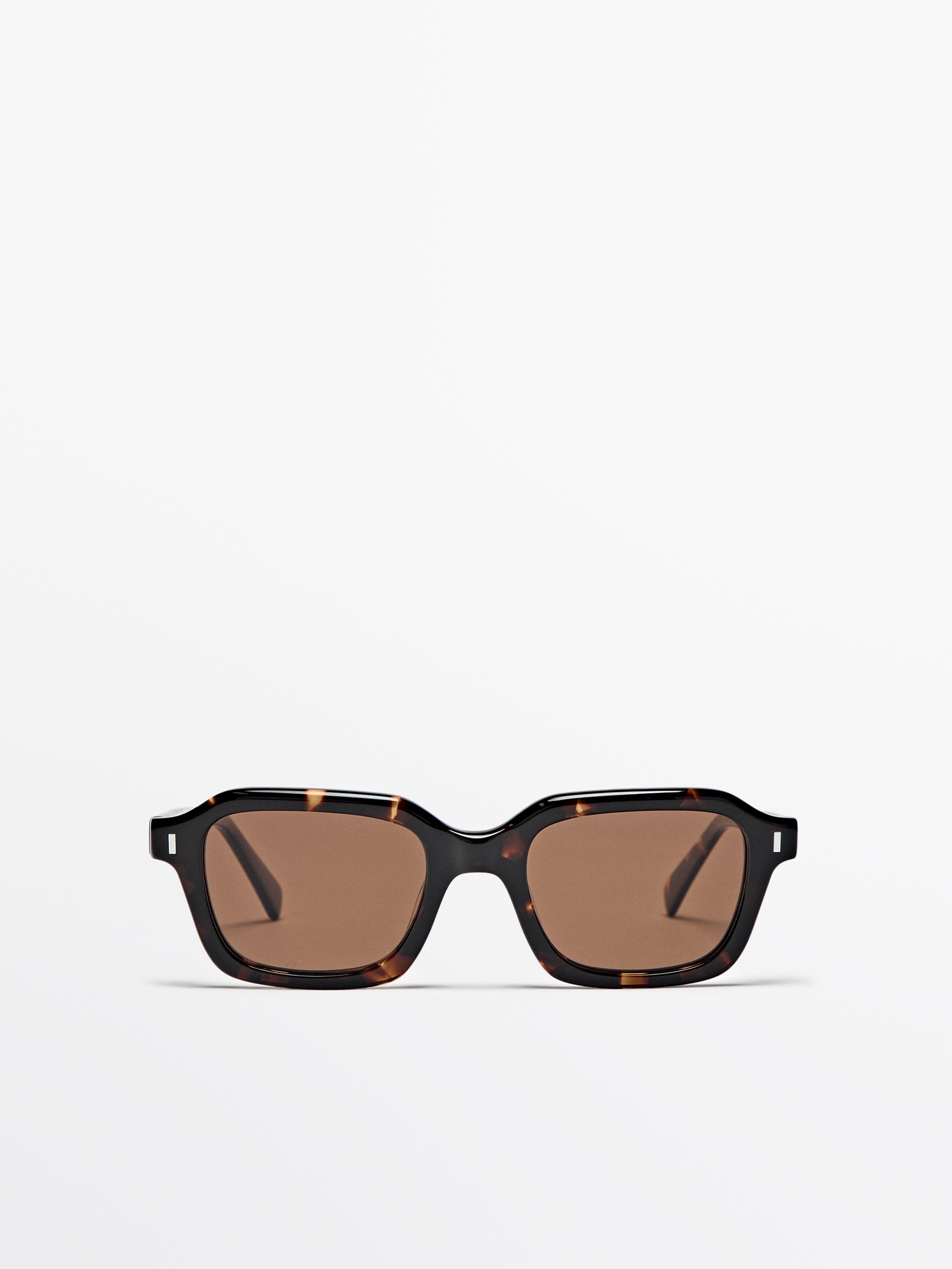 Rectangular tortoiseshell-effect sunglasses