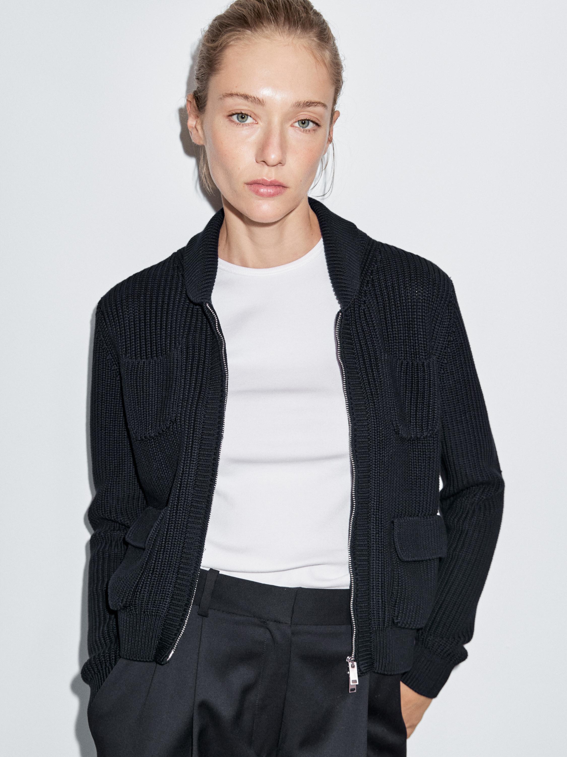 Zip-up knit cardigan