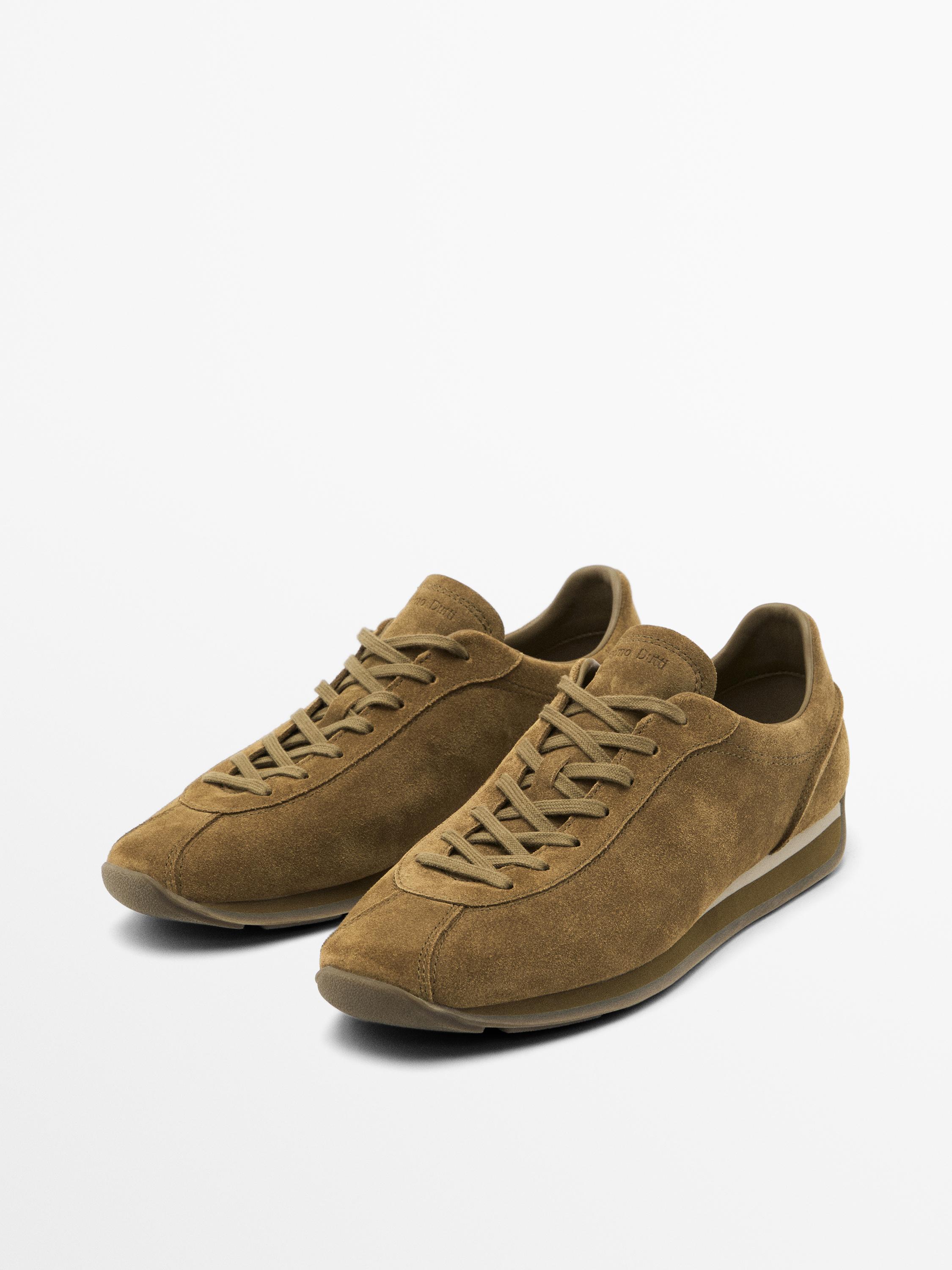 Split suede trainers