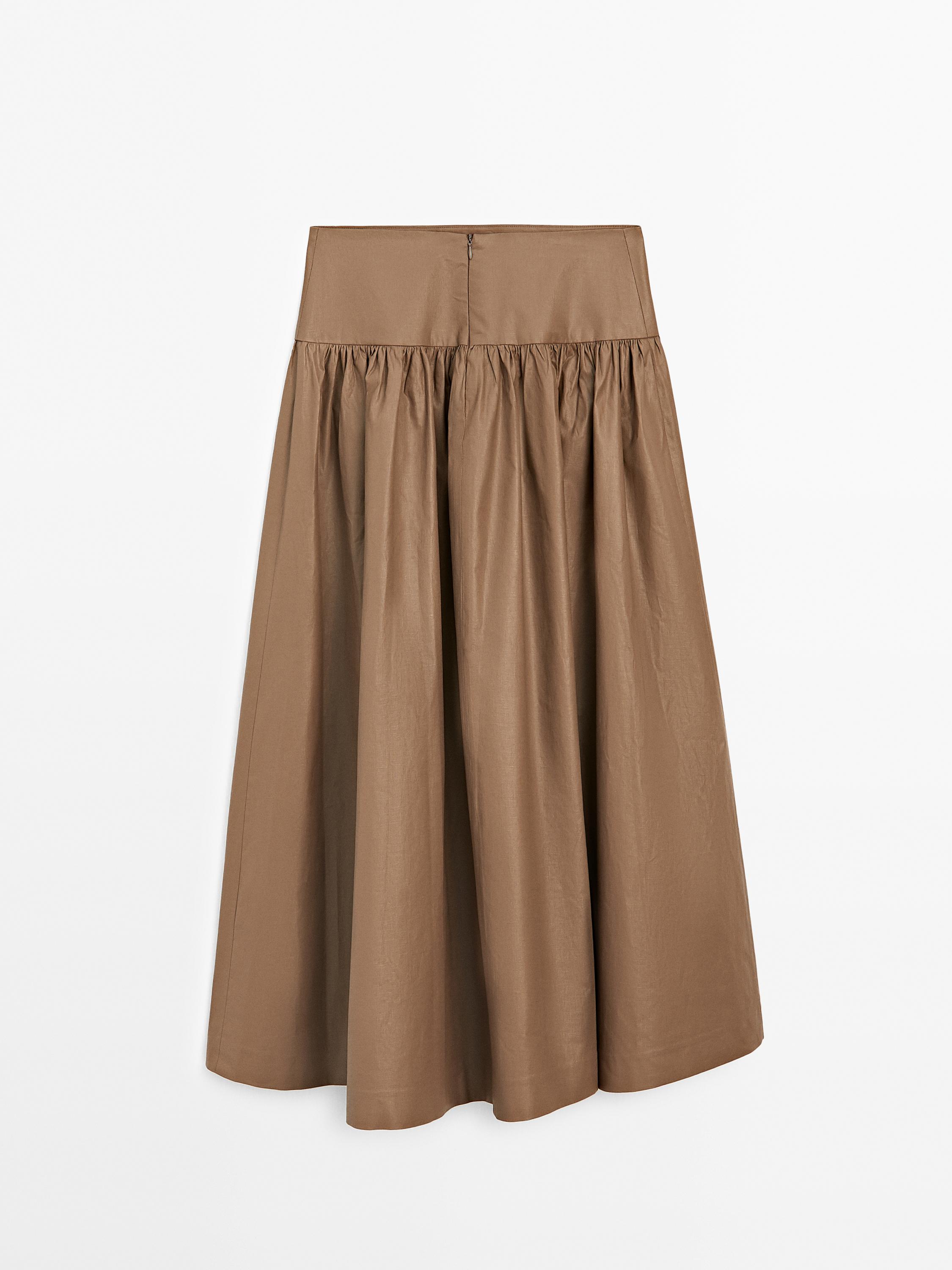 Midi skirt with scalloped yoke detail - Studio