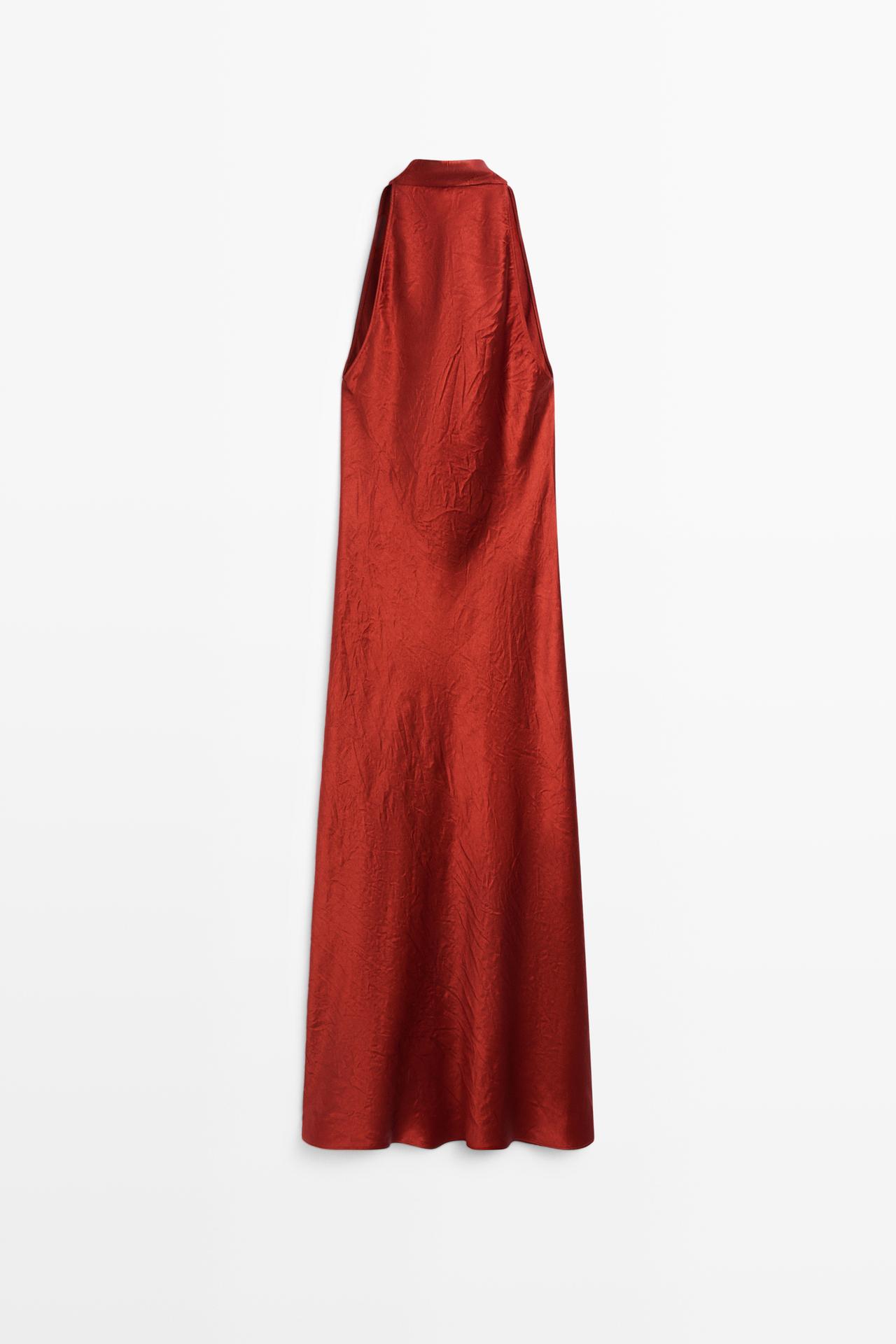 Draped neckline maxi dress — BRIGHT RED