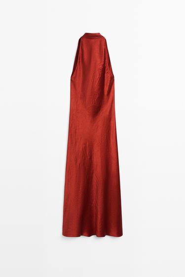 Draped neckline maxi dress — BRIGHT RED 6