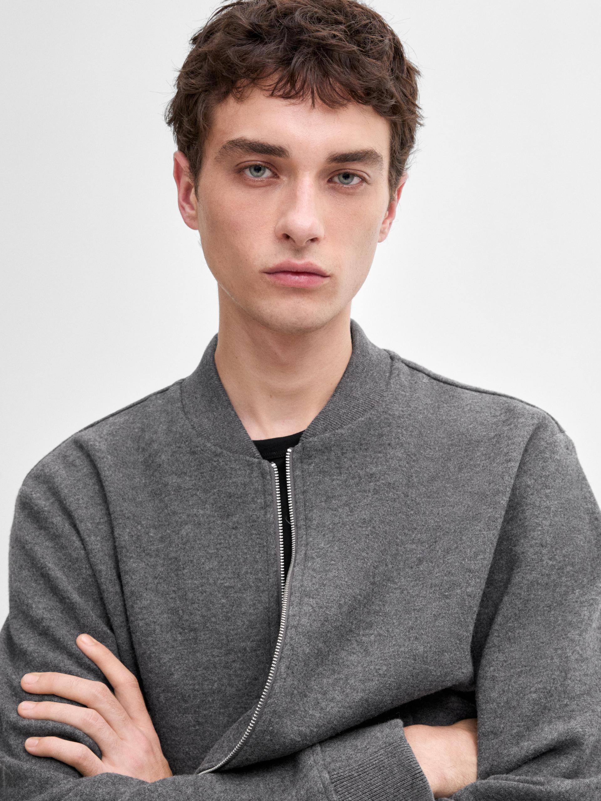 Veste Bomber Double En Laine Mélangée - Gris Anthracite - Xl - Massimo Dutti - Homme