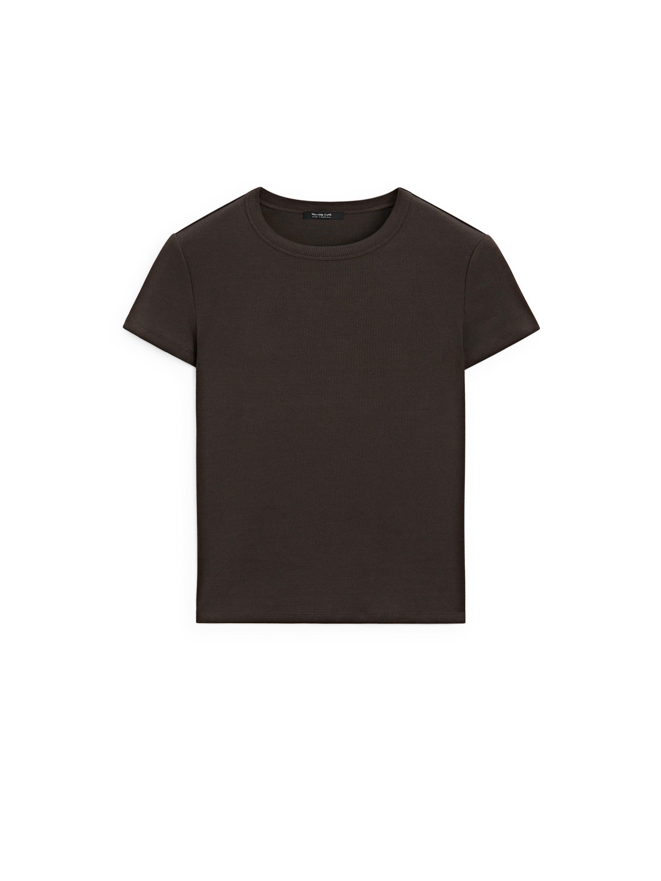 Ribbed heavy weight short sleeve T-shirt — BROWN