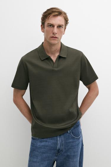 Short sleeve V-neck polo shirt — DARK GREEN 3