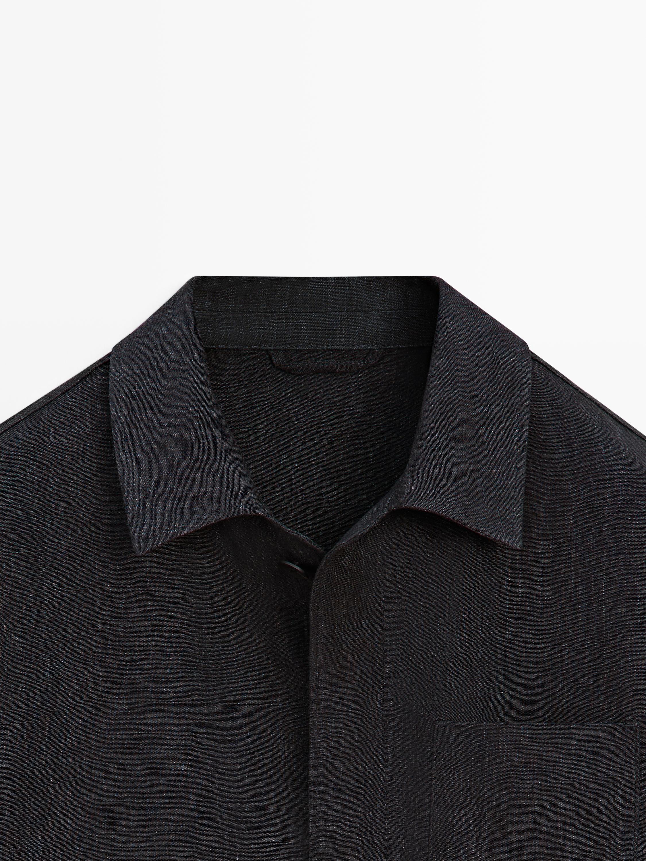 Total look linen jacket with flecked detail — DARK BLUE