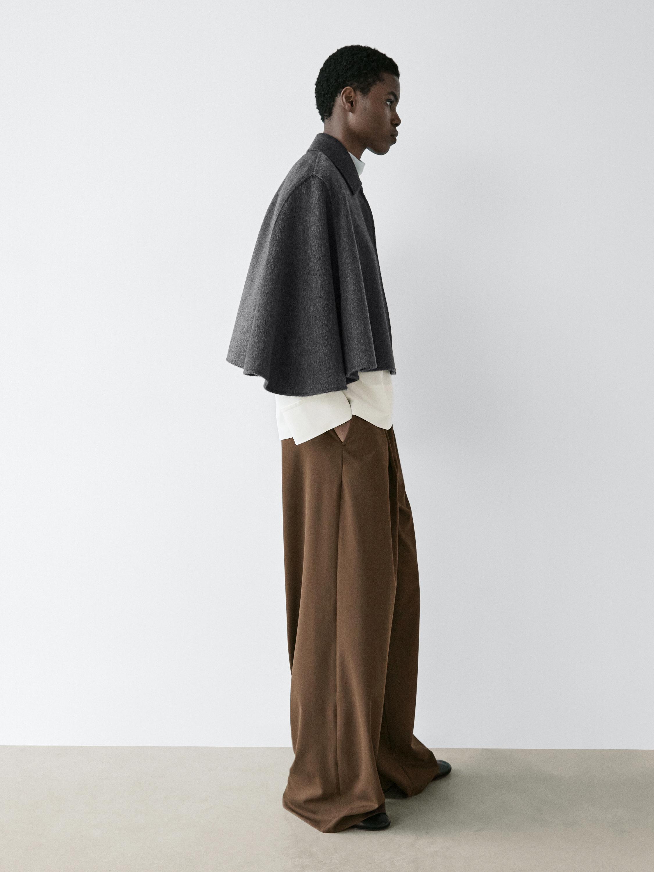 Capa cuello camisero mezcla lana