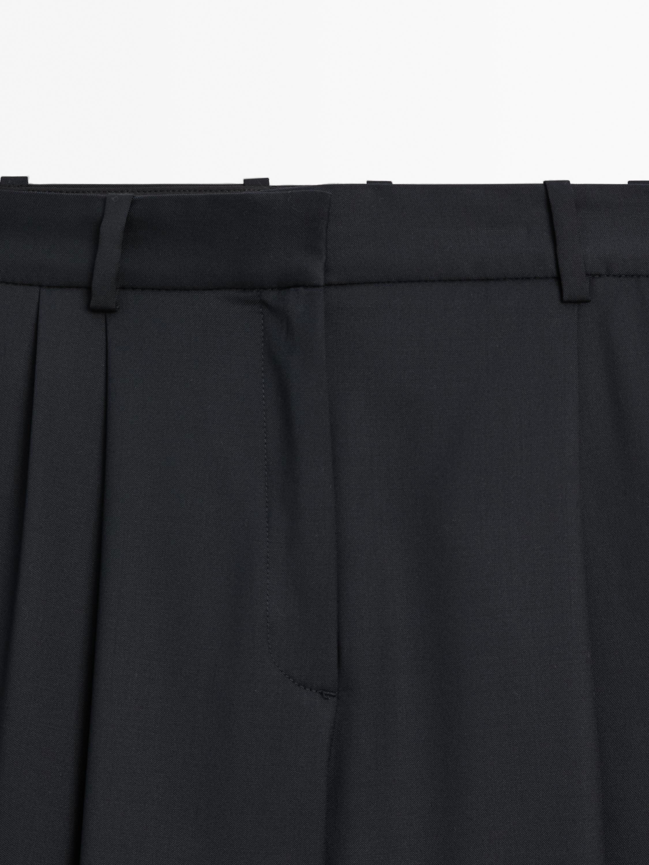Pleated extra fine wool trousers — NAVY BLUE