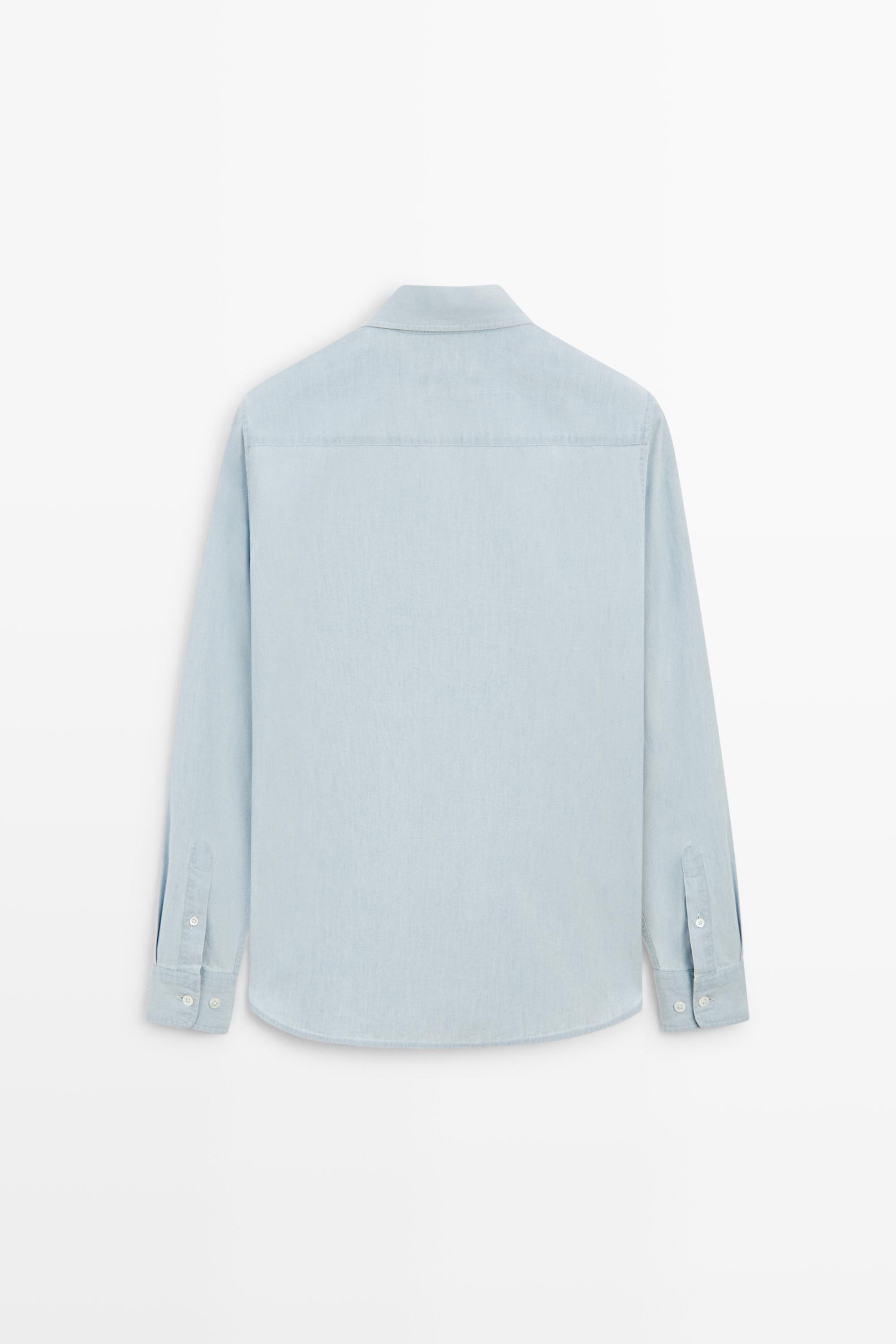 100% cotton denim shirt — SKY BLUE