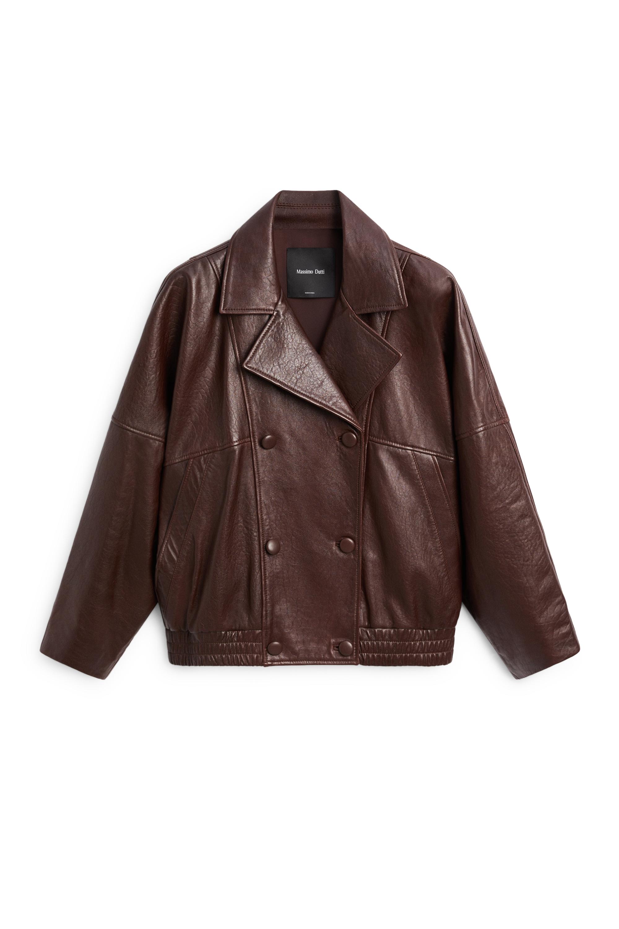 Nappa leather bomber jacket — BROWN