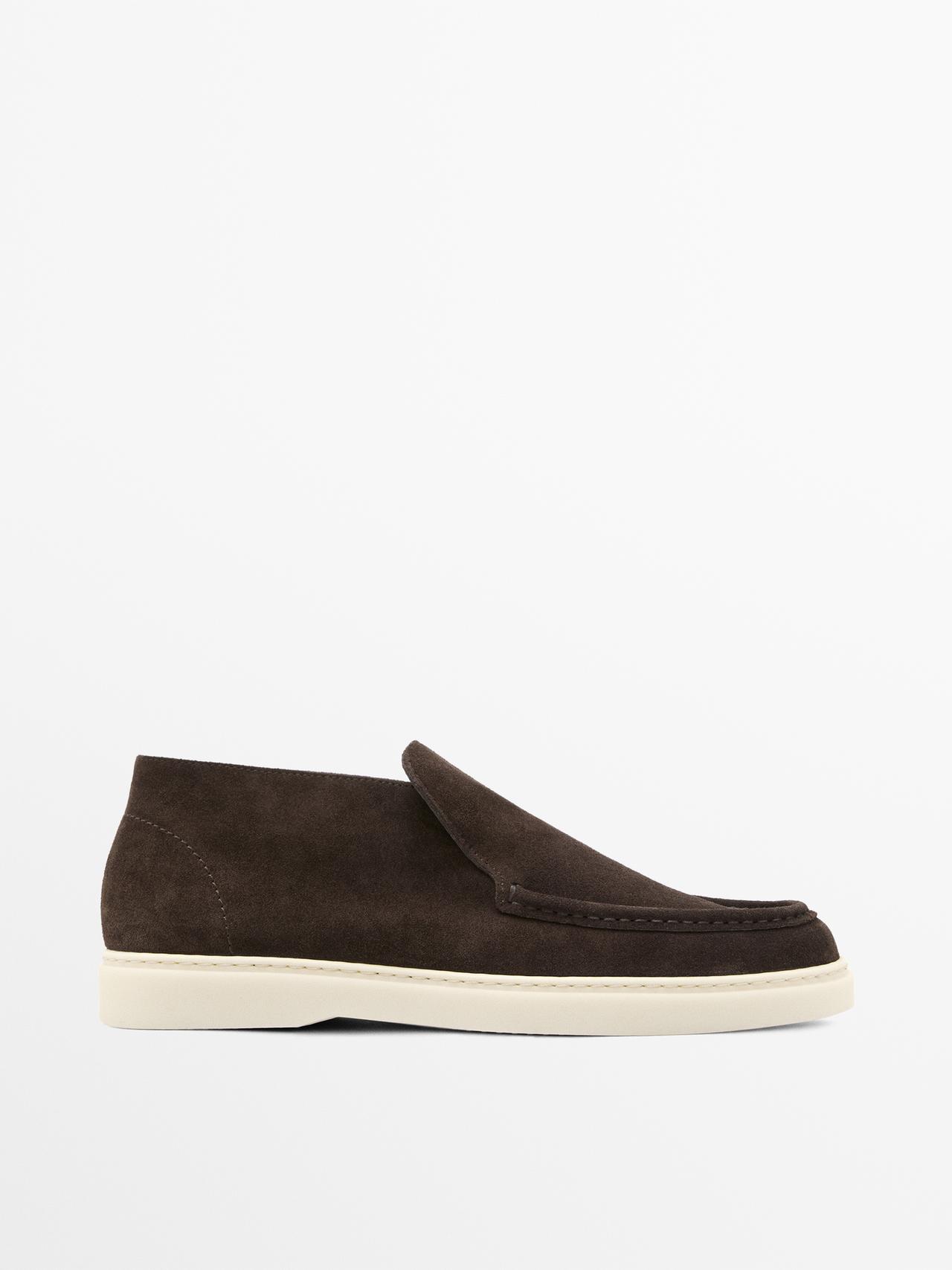 Mocassin Bottine Croûte De Cuir - Marron - 41 - Massimo Dutti - Homme