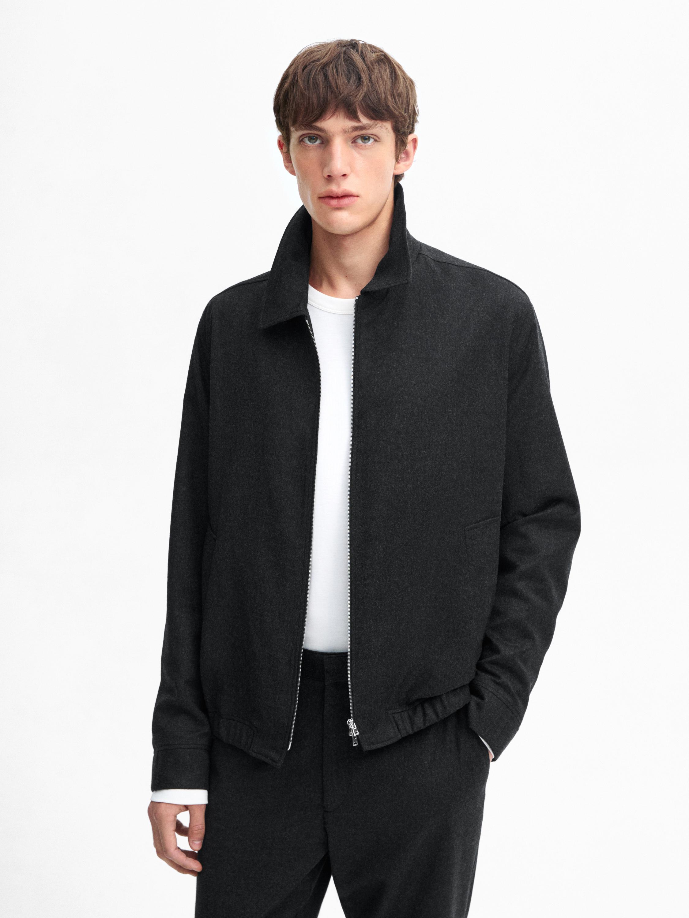 Wool blend overshirt with zip · Charcoal · Dressy | Massimo Dutti