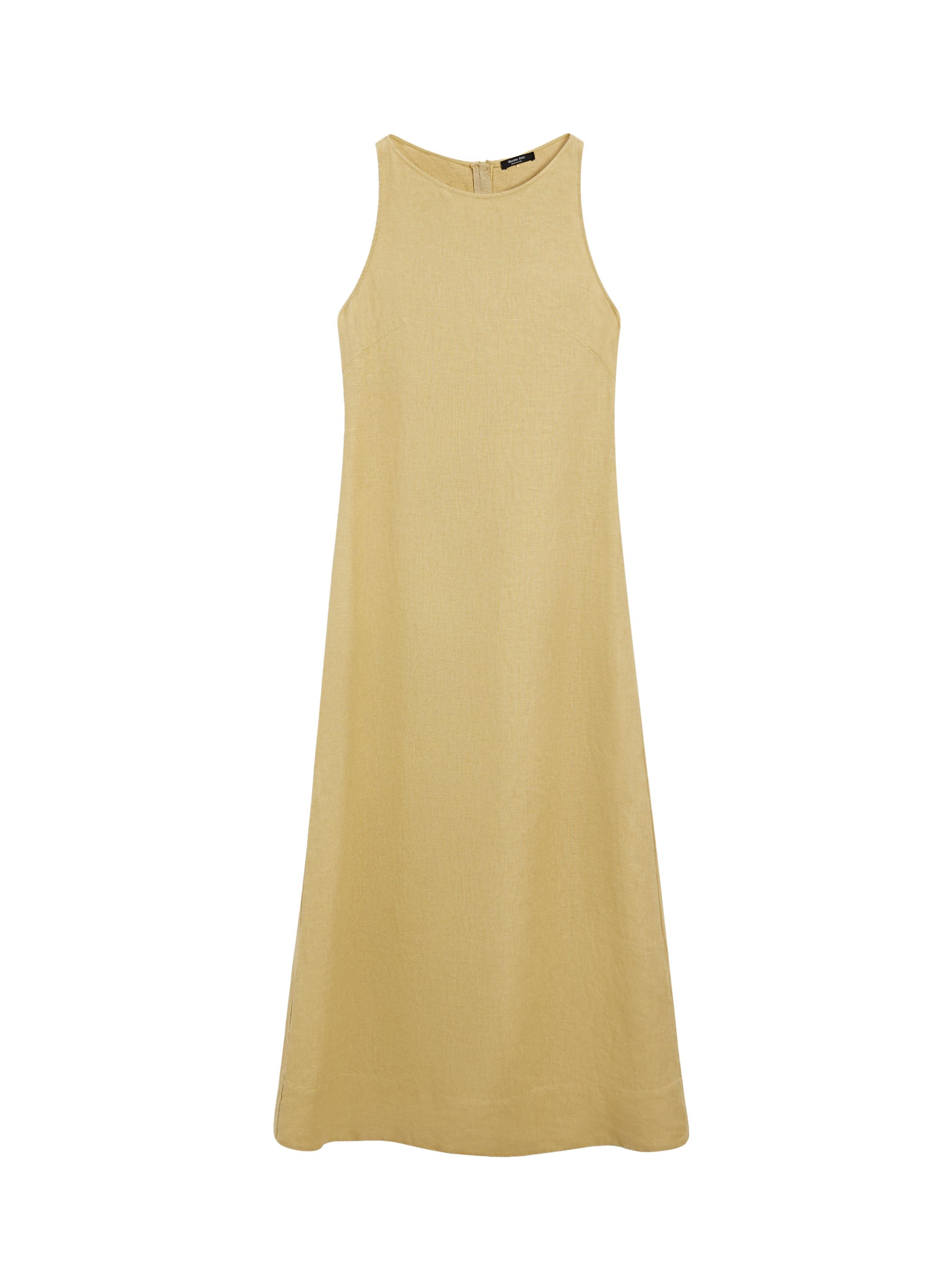 Linen halter midi dress  Lime, Chocolate  Dress | Massimo Dutti