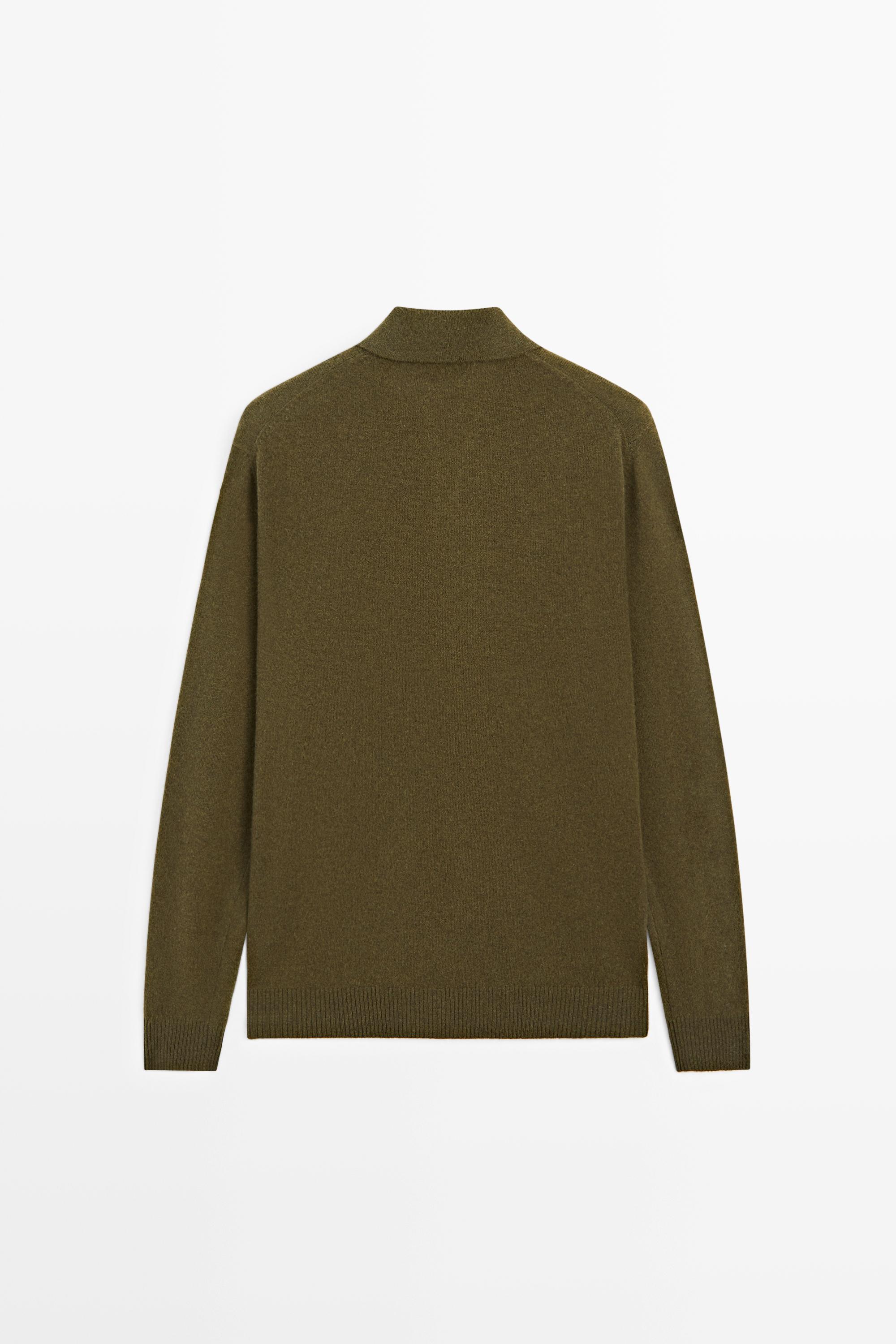 Wool cashmere blend polo sweater