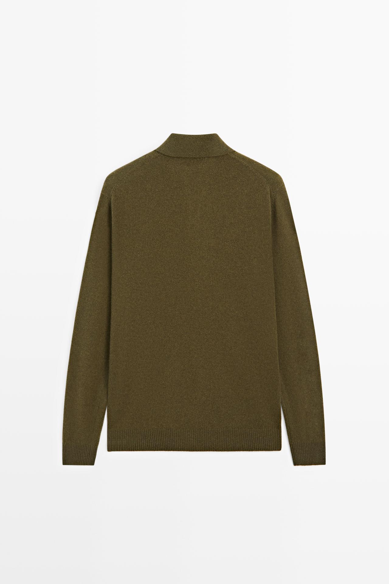 Wool blend polo sweater — DARK OLIVE GREEN