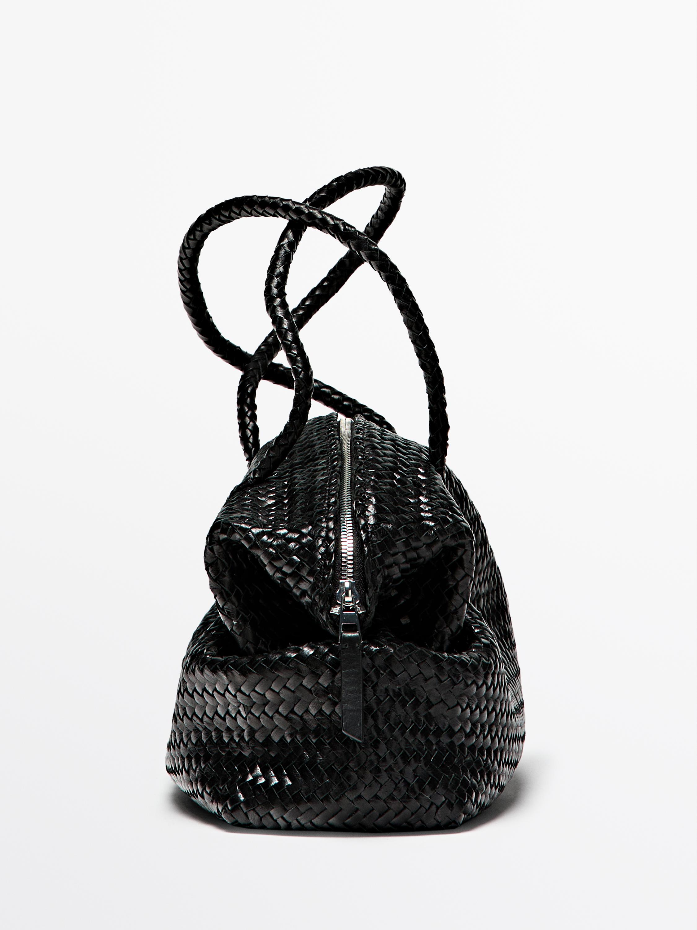 Sac satchel tressé en cuir nappa