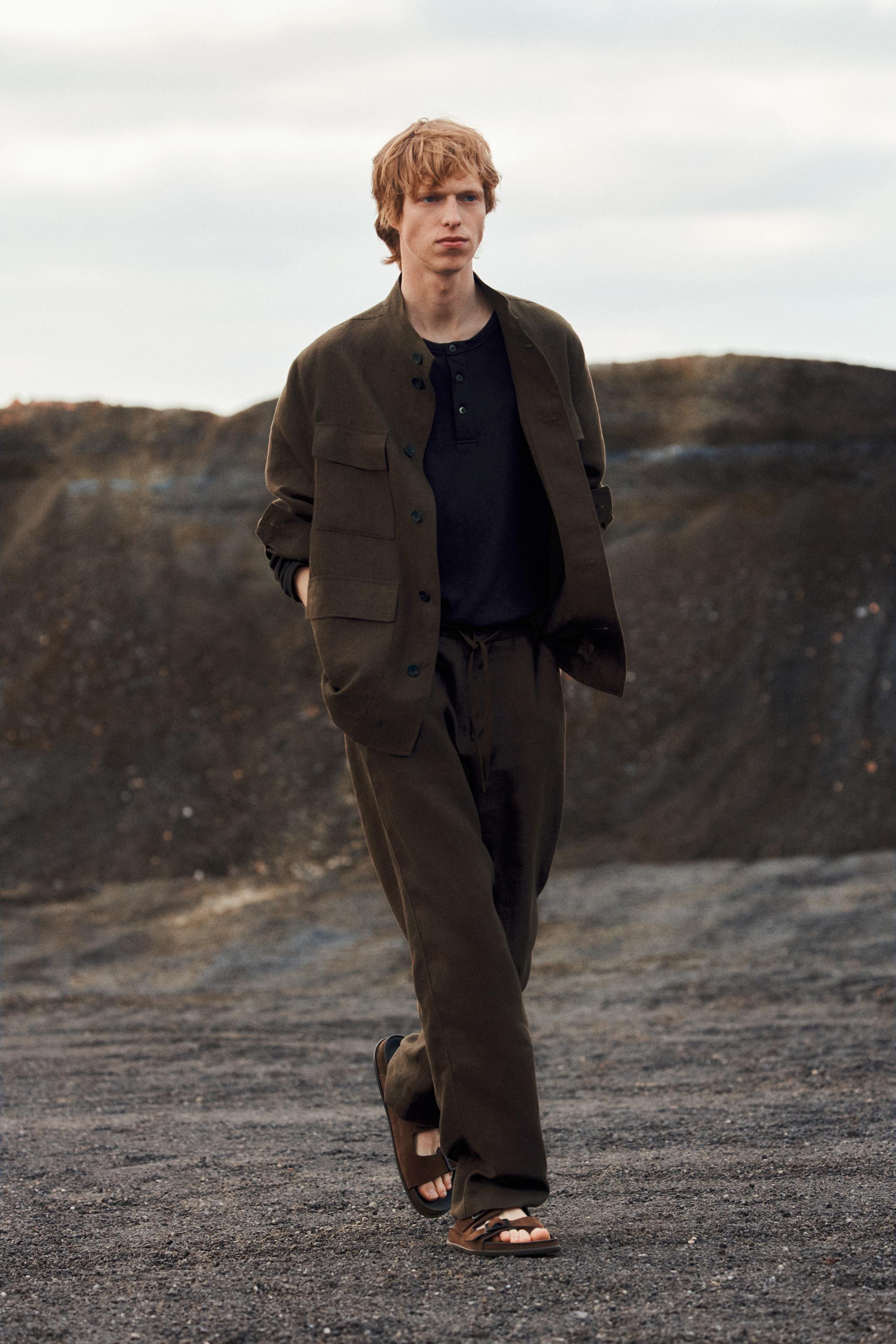 Total look faded linen overshirt — OCHRE