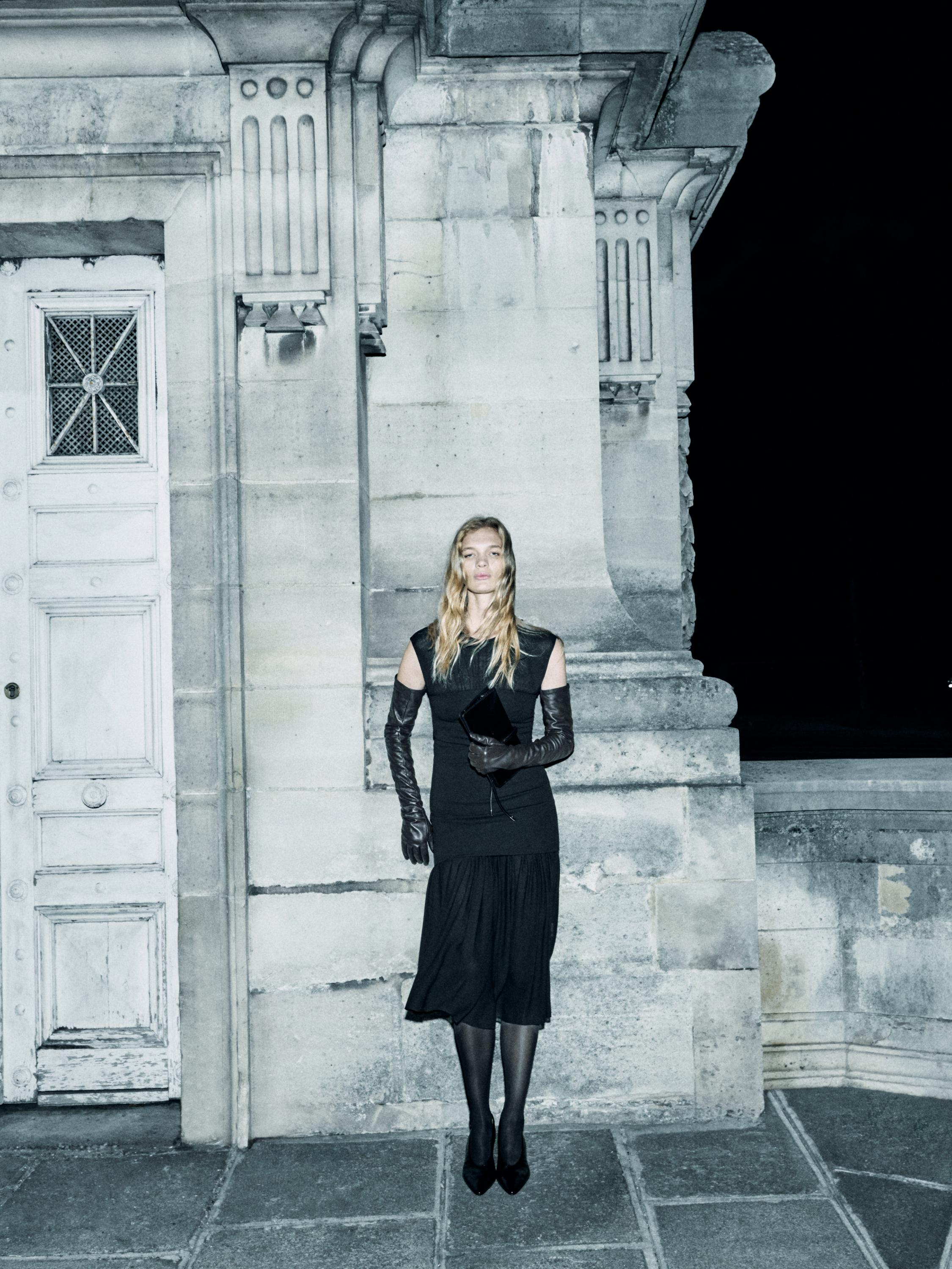 Contrast semi-sheer midi dress