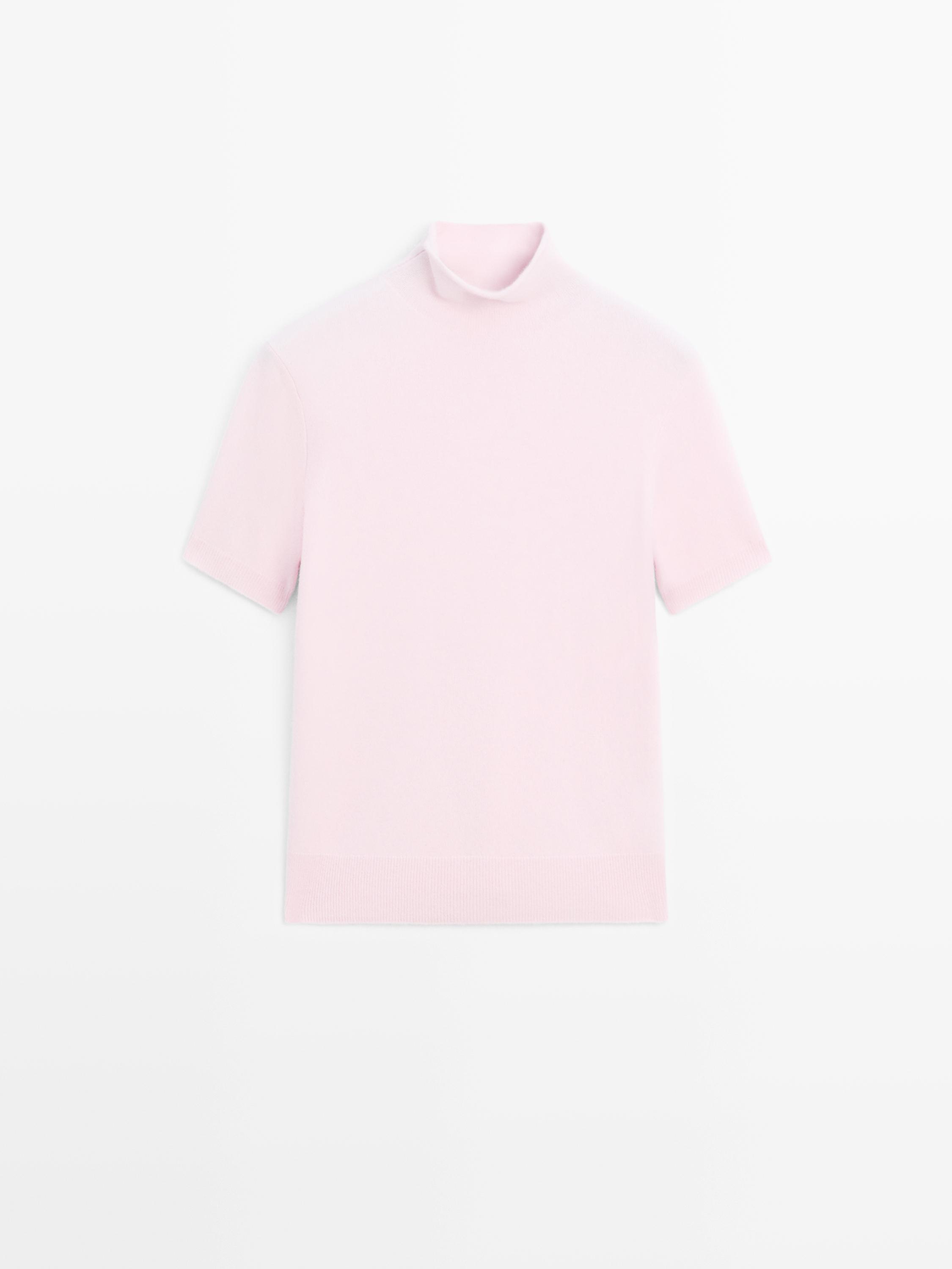 Knit wool blend sweater with short sleeves