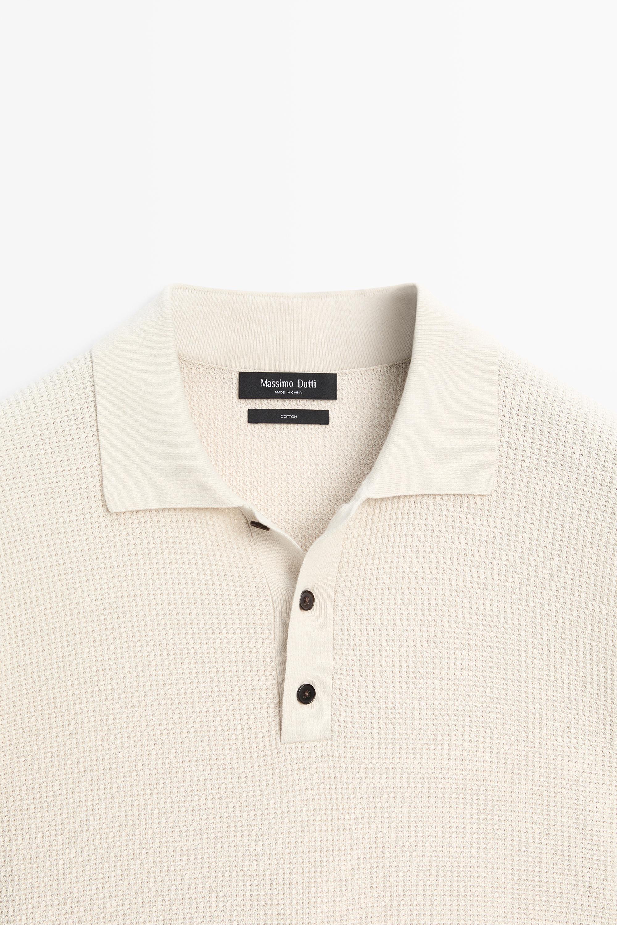 100% cotton button-collar polo shirt — CREAM