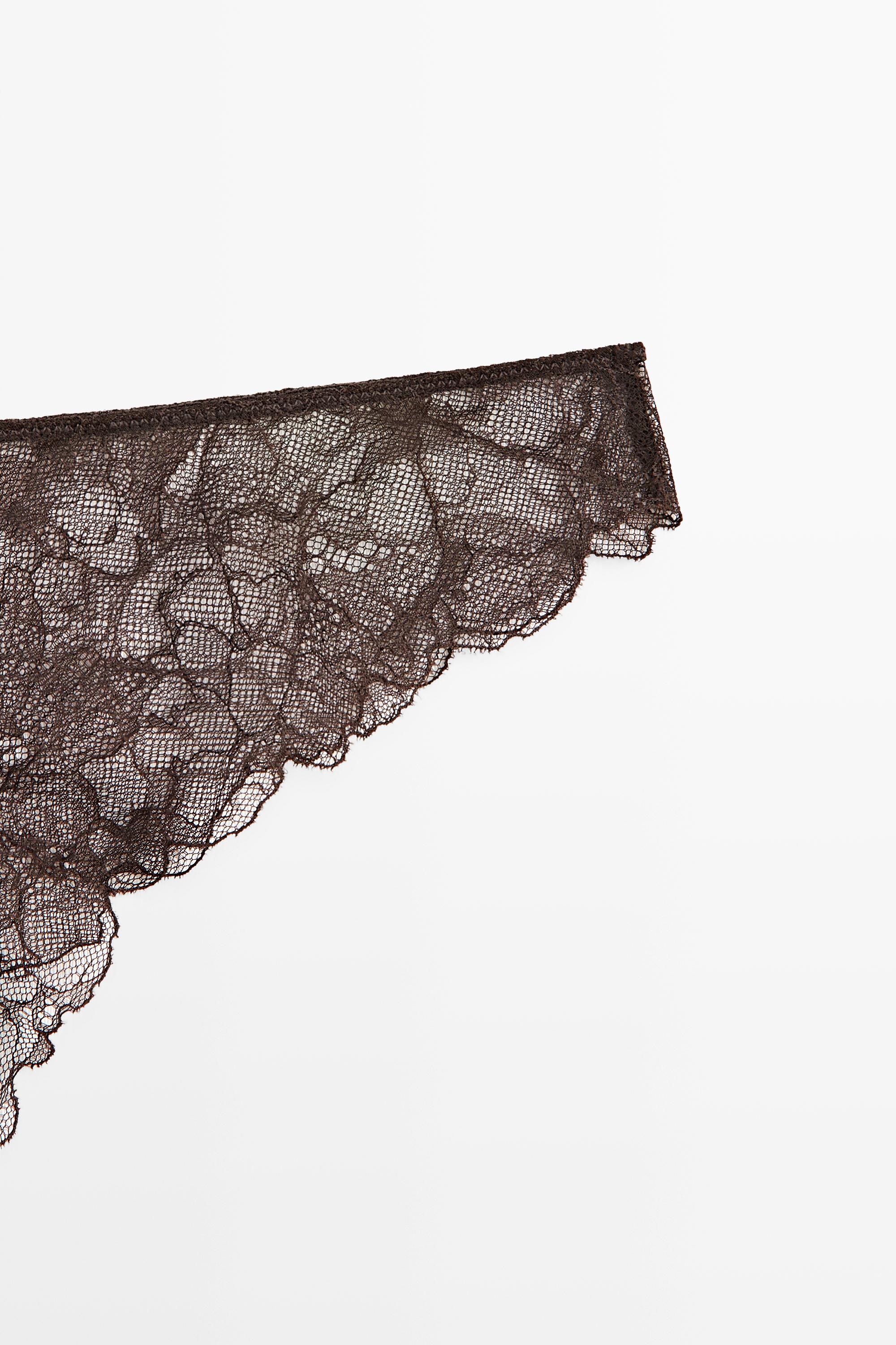 Floral lace briefs — BROWN