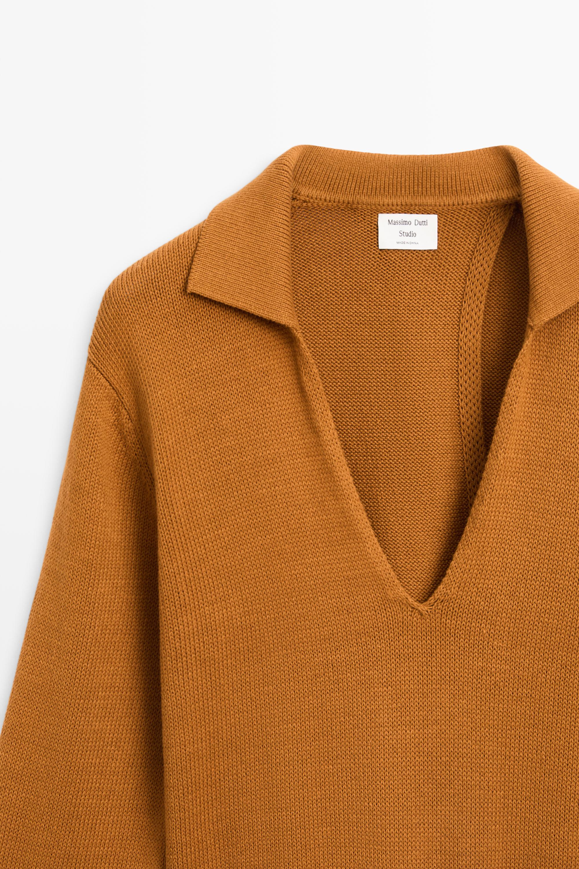 100% Cotton V-Neck Knit Sweater - STUDIO — Washed