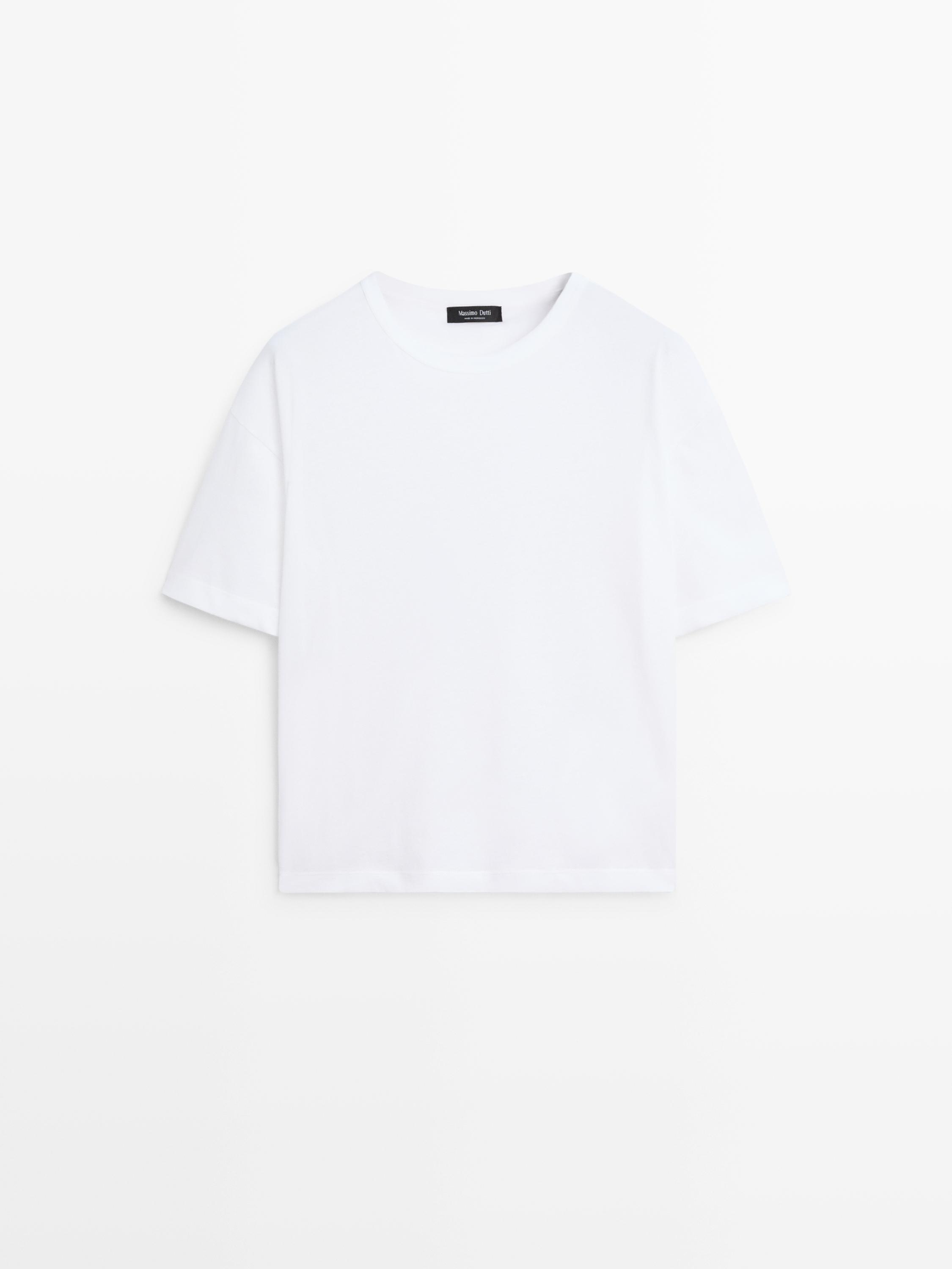 Short sleeve cotton balloon T-shirt · Off White, Grey · T-shirt