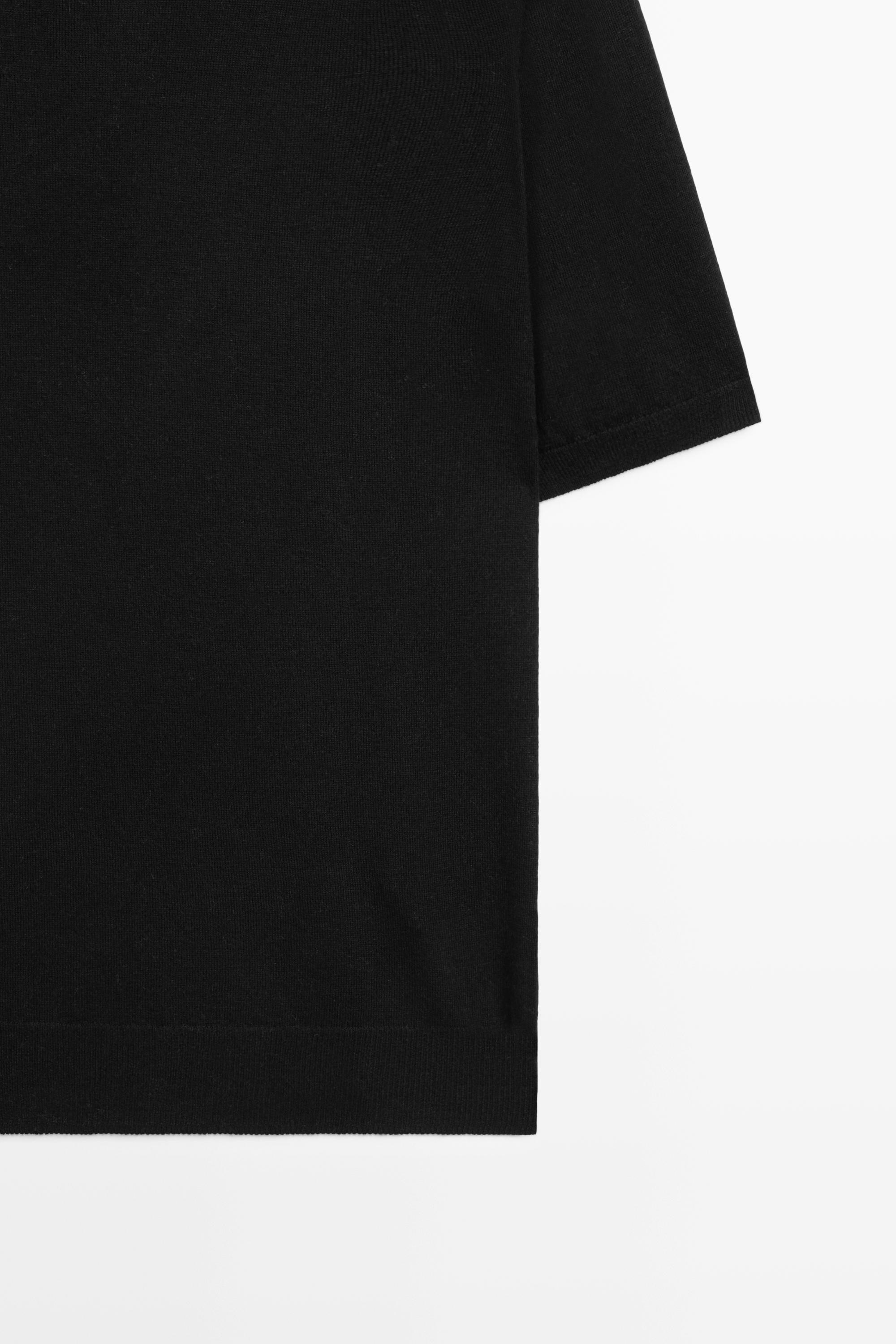 Wool blend turtleneck knit sweater — BLACK
