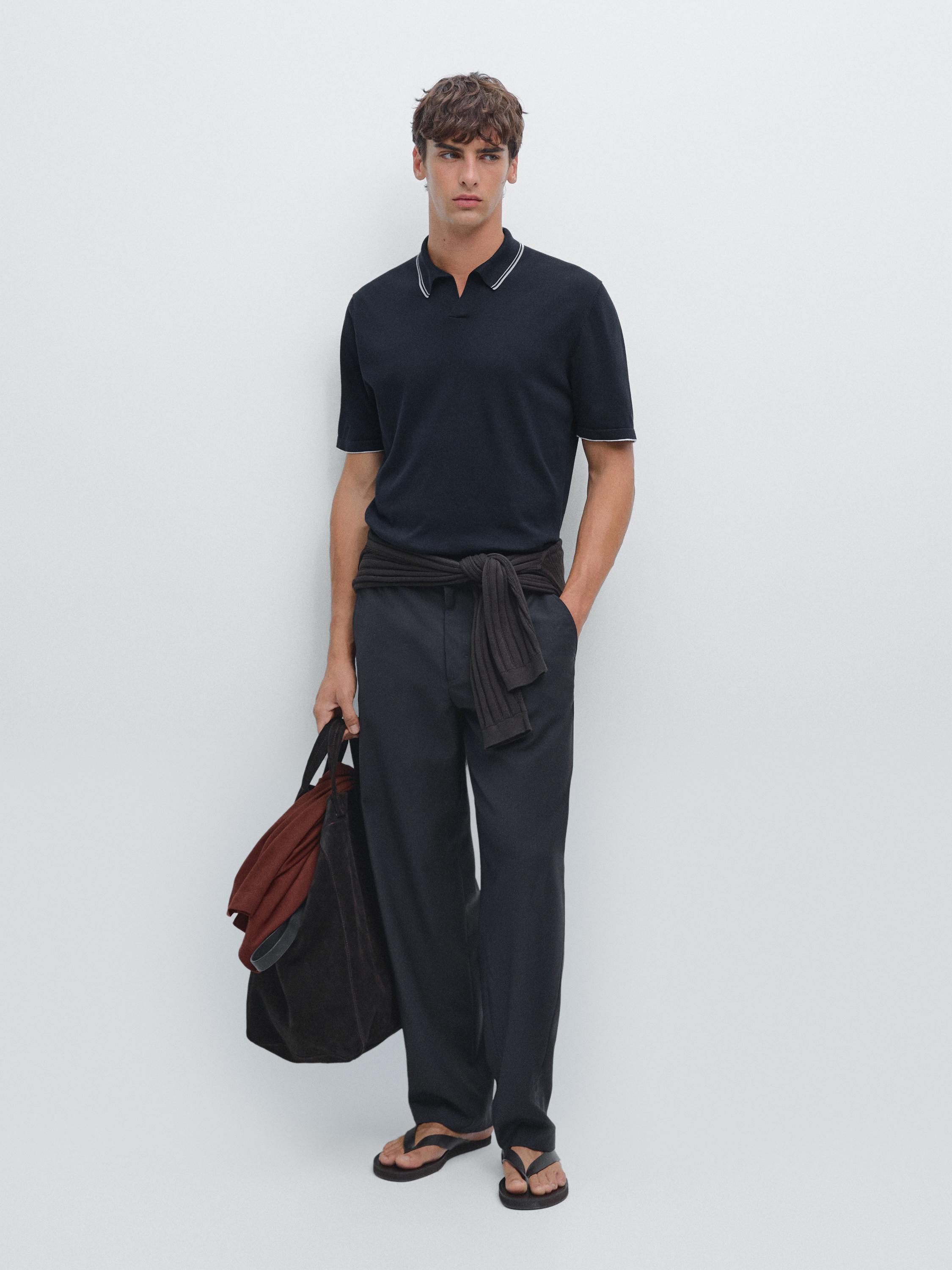 Polo punto cuello pico detalle color